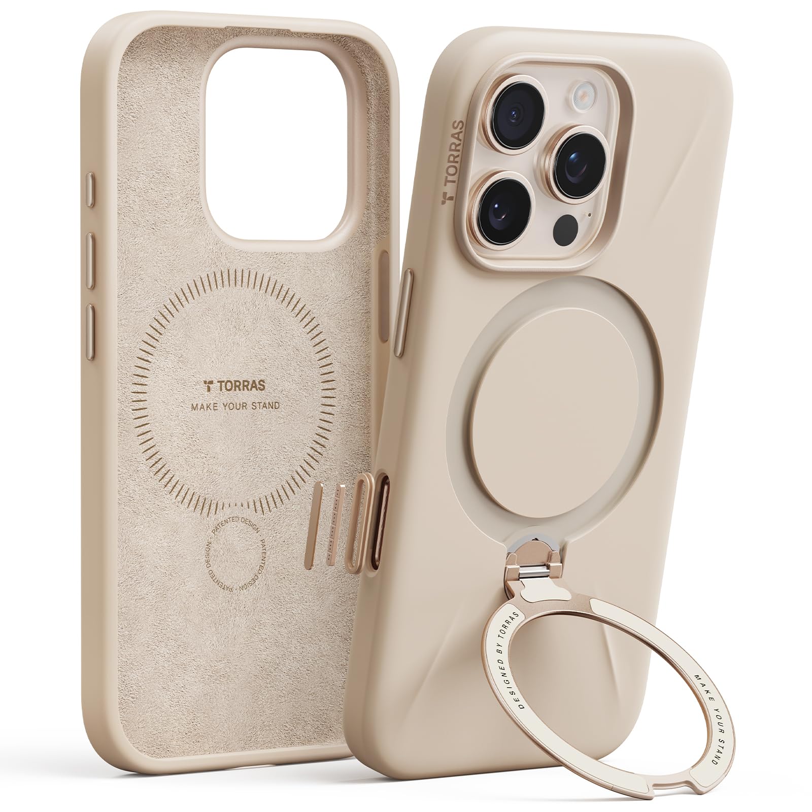 TORRAS Magnetic for iPhone 16 Pro Max Case Silicone with Stand, Fit for MagSafe, 360 Ring Stand with Camera Control, Ostand Q3 S