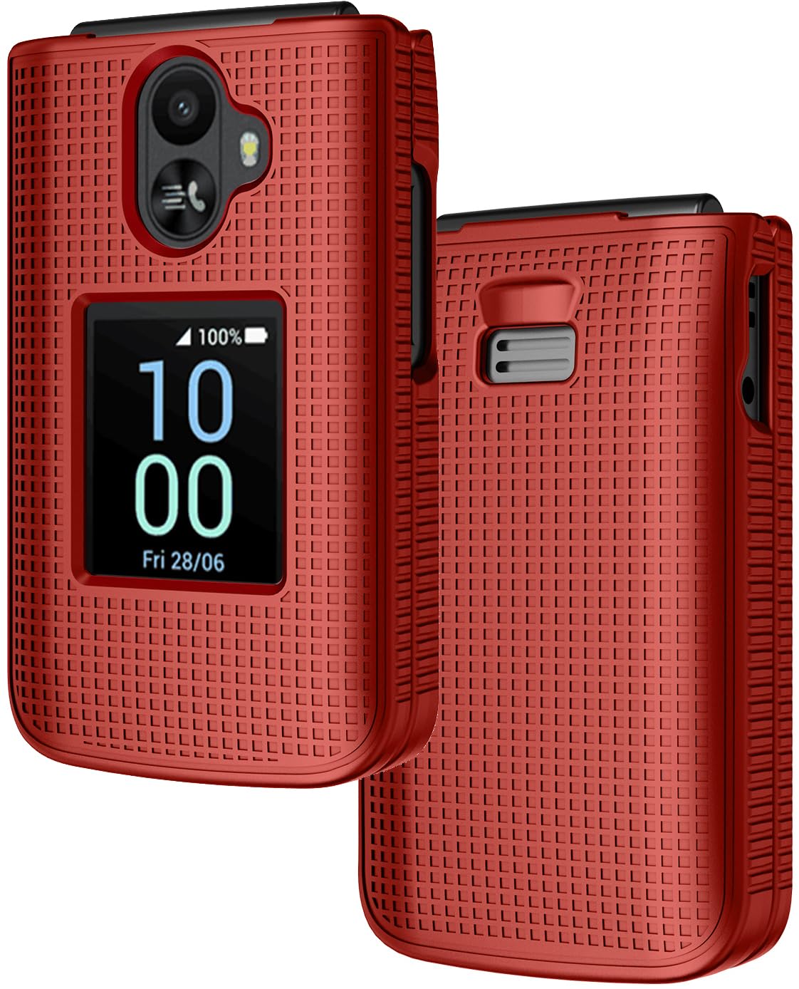Nakedcellphone Case for TCL Flip 3 Phone, Slim Hard Shell Protector Cover [Anti-Fingerprint, Grid Texture] for T435 (2024) - Bol