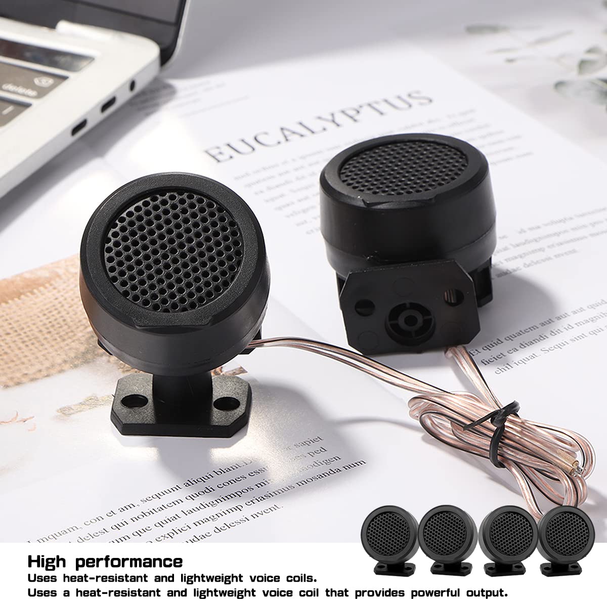 Anronch 4 Pcs 500W Dome Tweeters Car Speaker, Tp 006A High Power Stereo Car Tweeter Mini Dome Tweeter Speakers Surface Mounting