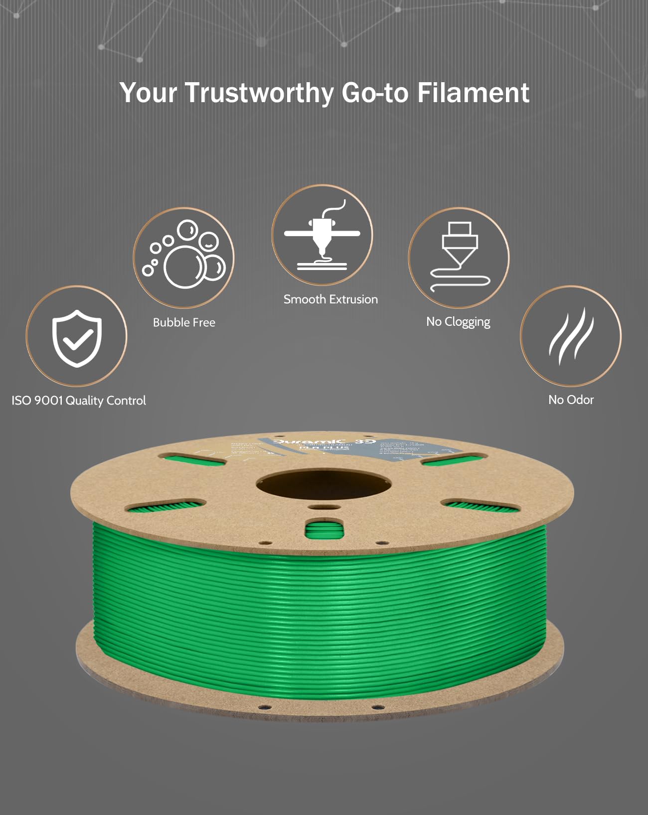 Duramic 3D Pla+ Filament 1.75Mm 1Kg Green, Pla Plus Filament 1Kg Spool(2.2Lbs) Tougher And Stronger, Dimensional Accuracy Probab