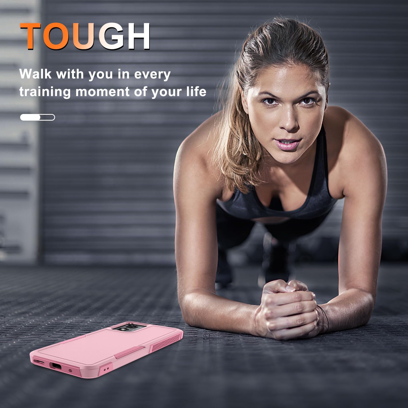 Rmocr Case Compatible With Moto G Play 2024, Full Body Heavy Duty Rugged Shockproof Protective Phone Cover With Lanyard Strap,Te