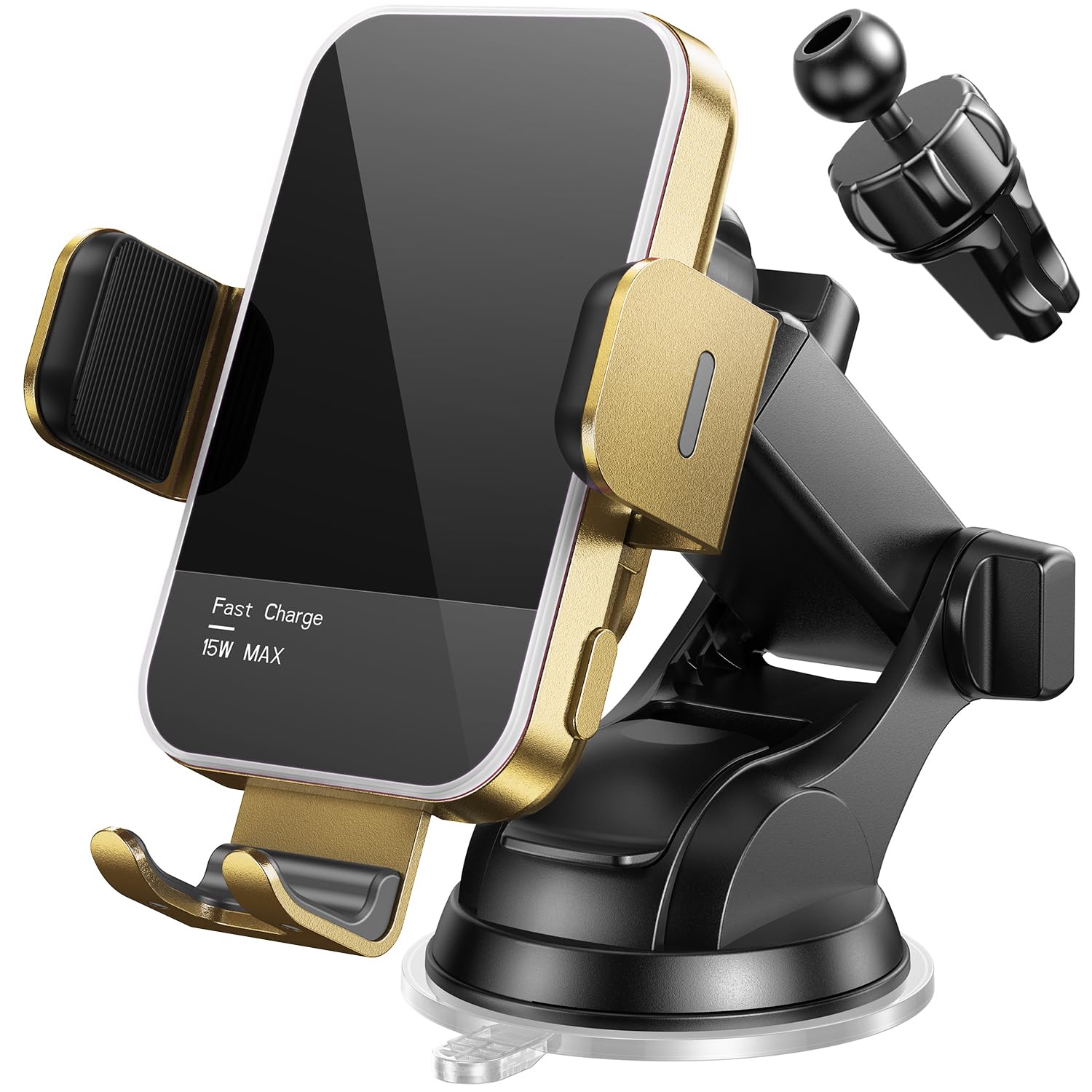 Wireless Car Charger,?7 Colored Rgb Backlit? 15W Auto Clamping Phone Holders For Your Car For Iphone 16 15 14 13 12 Mini Pro Max