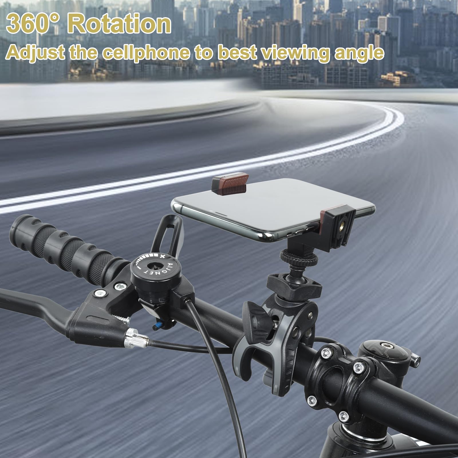 Utebit Bike Camera Mount With 1/4' Screw Bicycle Camera Clamp For Bike,Motorcycle, Gopro,Electric Vehicles,360� Rotation Handlebar Action Camera Smartphone