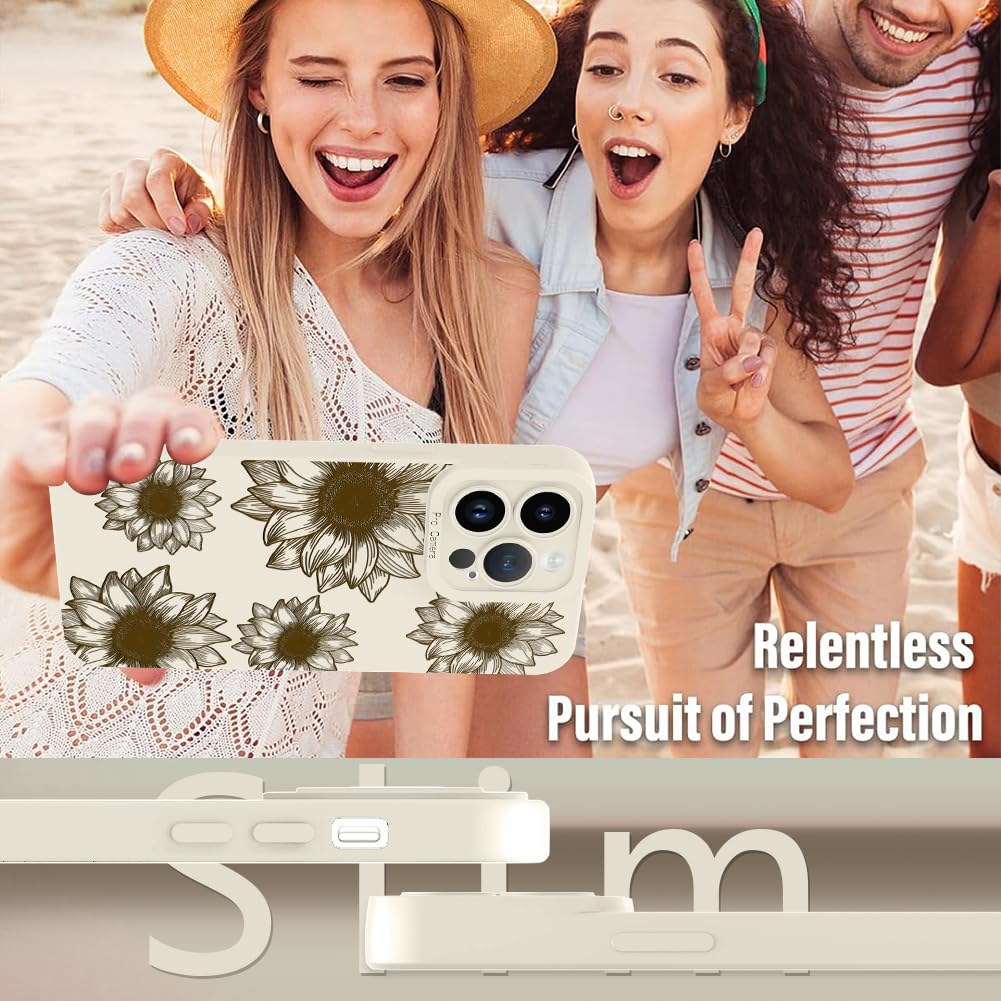 Ook Floral Case For Iphone 15 Pro Max Case, Cute Sunflower Floral Blooms Design Soft Tpu Shockproof Protective For Women Girls S