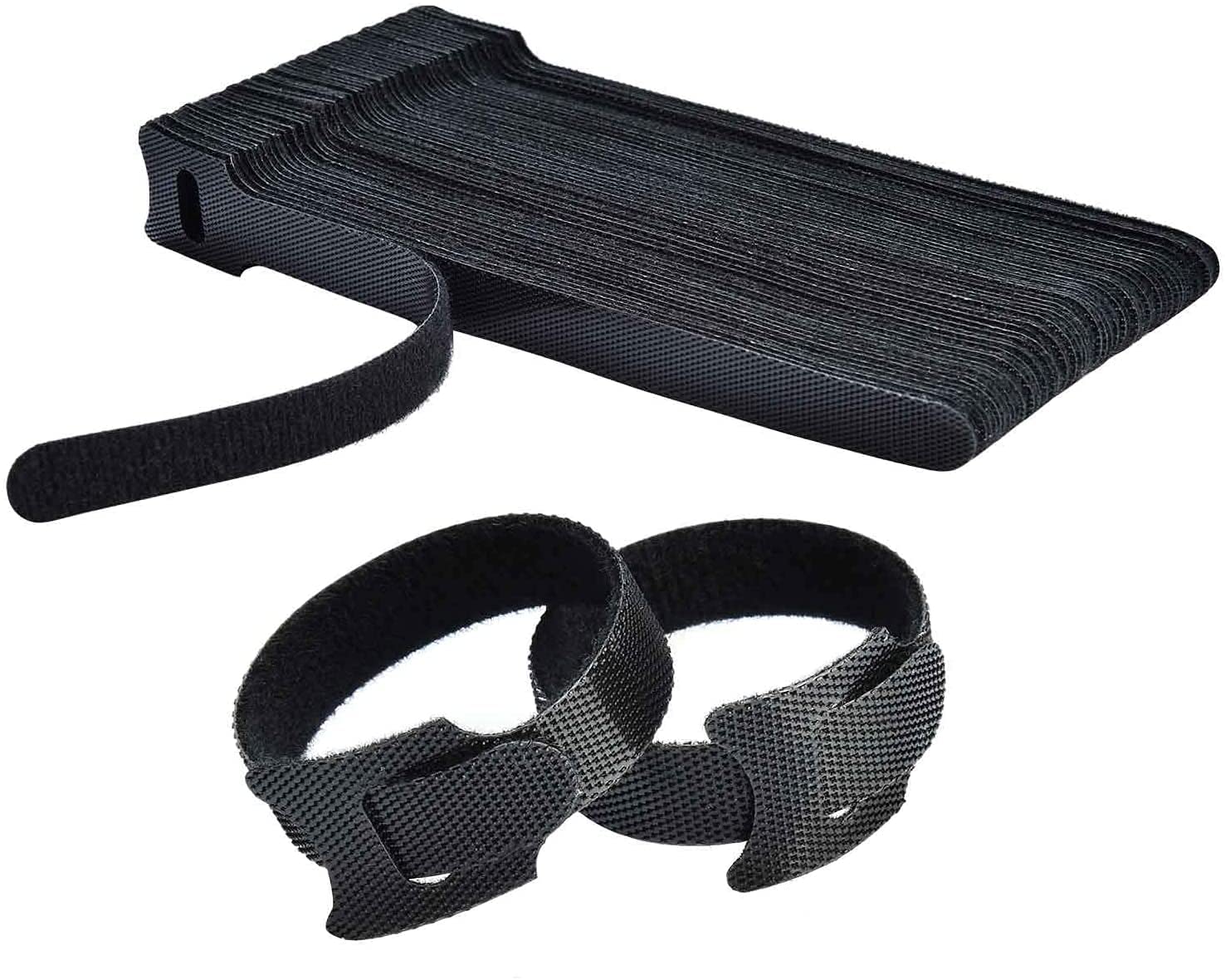 50 Piece Cable Organizer Hook & Loop Tape  Wire/Cord Holder Management Strap  Reusable Hook & Loop Ties For Pc, Tv, Desk, Wfh