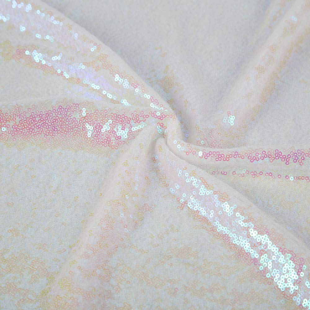 Jyflzq White Iridescent Sequin Backdrop Curtains 8Ft X 8Ft 1 Panel Glitter Photo Booth Backdrops Sparkly Photography Background