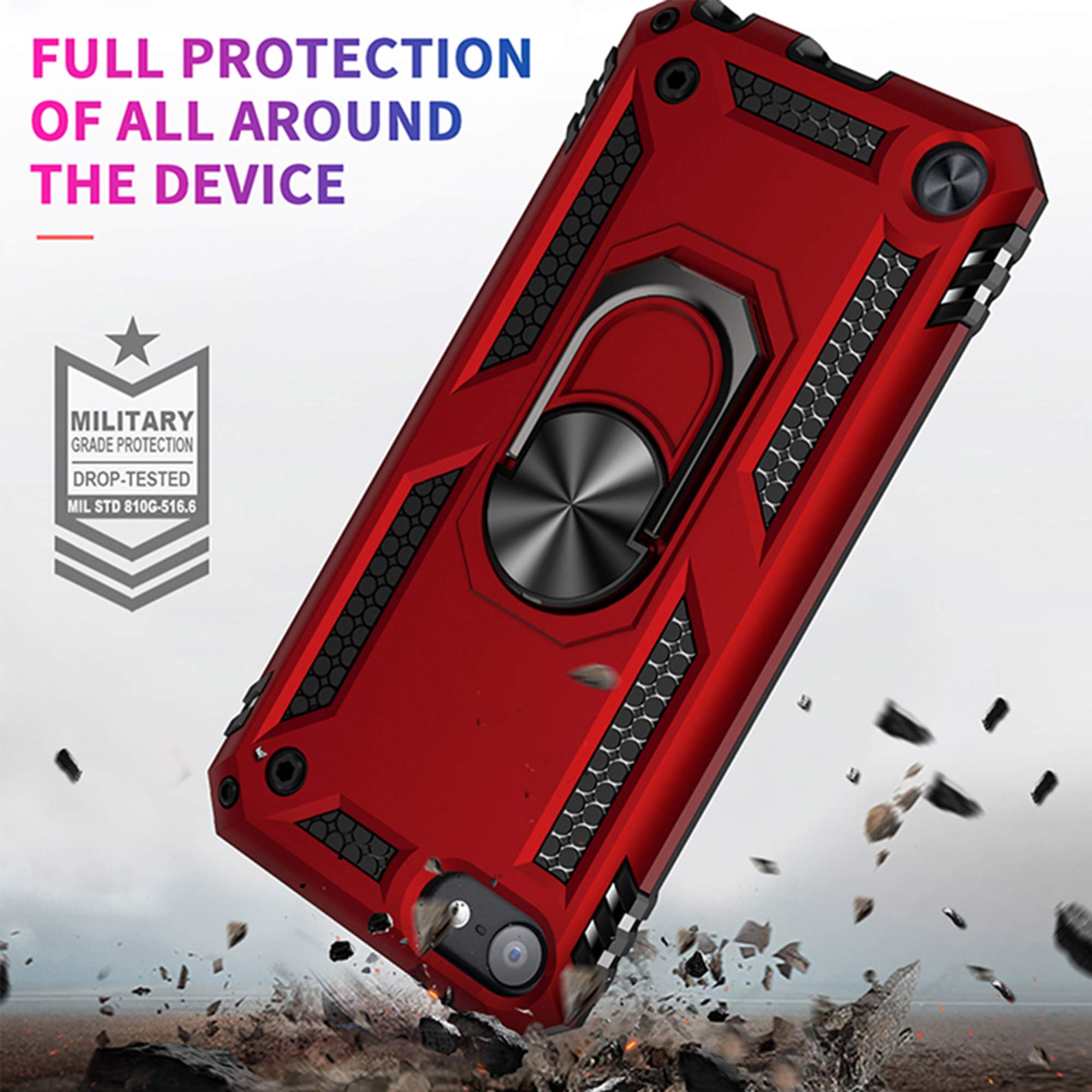 Ulak Compatible With Ipod Touch 7 Case/Ipod Touch 6 Case With 2 Hd Screen Protectors, Hybrid Rugged Shockproof Cover With Built-