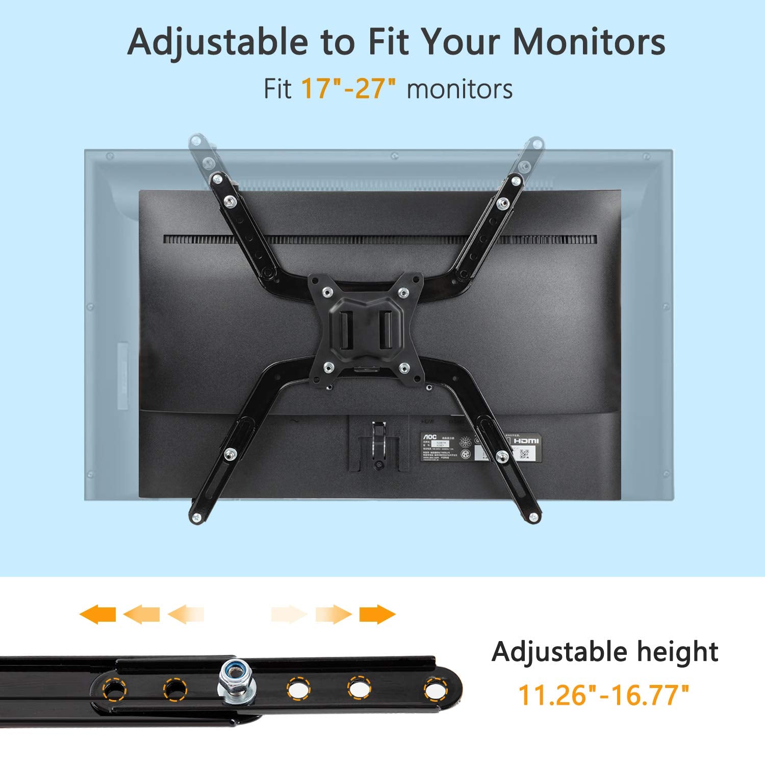 Huanuo Universal Vesa Mount Adapter Kit, Non Vesa Adapter For 17 To 27 Inch Monitor Screens To 75X75 Vesa Mount