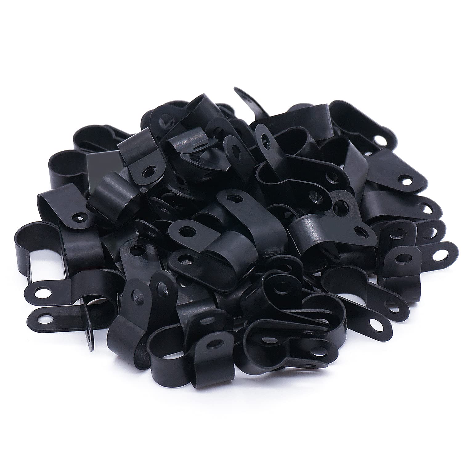 Mankk 100Pcs 3/8 Inch Rope Light Clips P Style Mounting Clips Plastic Cable Clamps With Compatible Stainless Steel Pan Head Phil