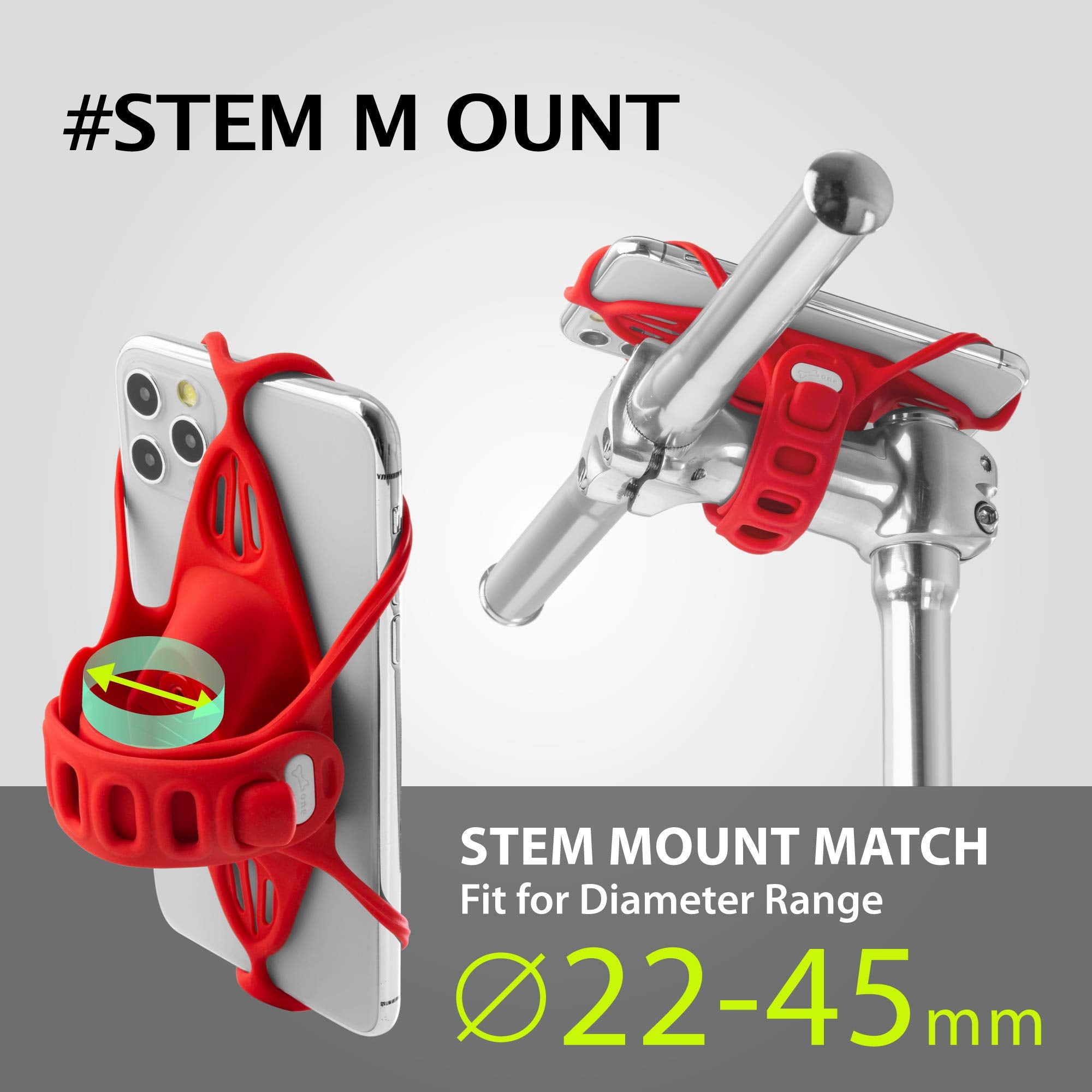 Bone? Bike Tie Pro 4 Bike Phone Mount Bicycle Phone Holder For Stem Mounting 4.7-7.2 Cell Phones, Ultra Light Phone Mount For Bi