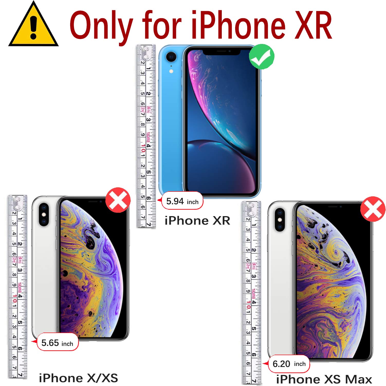 Monasay Wallet Case Compatible For Iphone Xr, 6.1-Inch, [Glass Screen Protector Included] [Rfid Blocking] Flip Folio Leather Cel