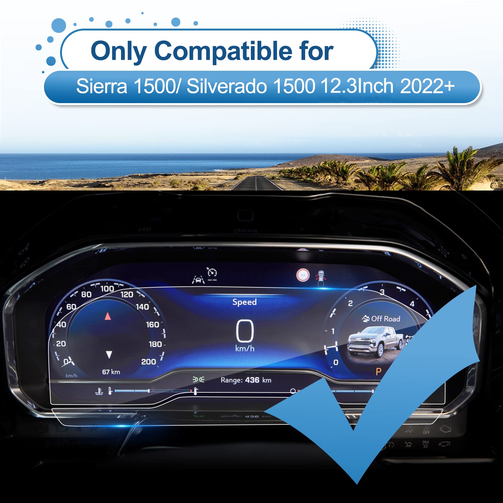 Coleya 2022 2023 2024 Gmc Sierra 1500 Screen Protector, For 2022 2024 Silverado 1500 Screen Protector, 12.3Inch Instrument Clust