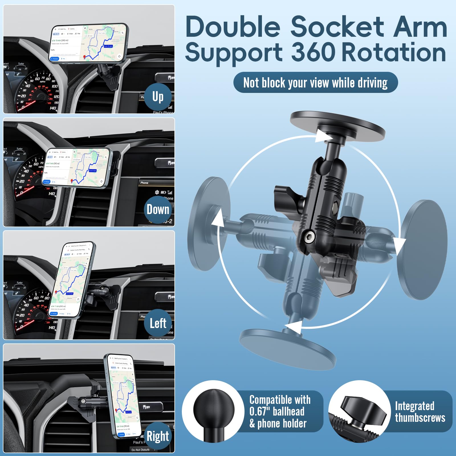 Kaishengyuan Magnetic Vent Phone Mount Compatible With 2015-2020 Ford F-150, 2017-2021 Super Duty & 2018-2021 Expedition, Car Fu