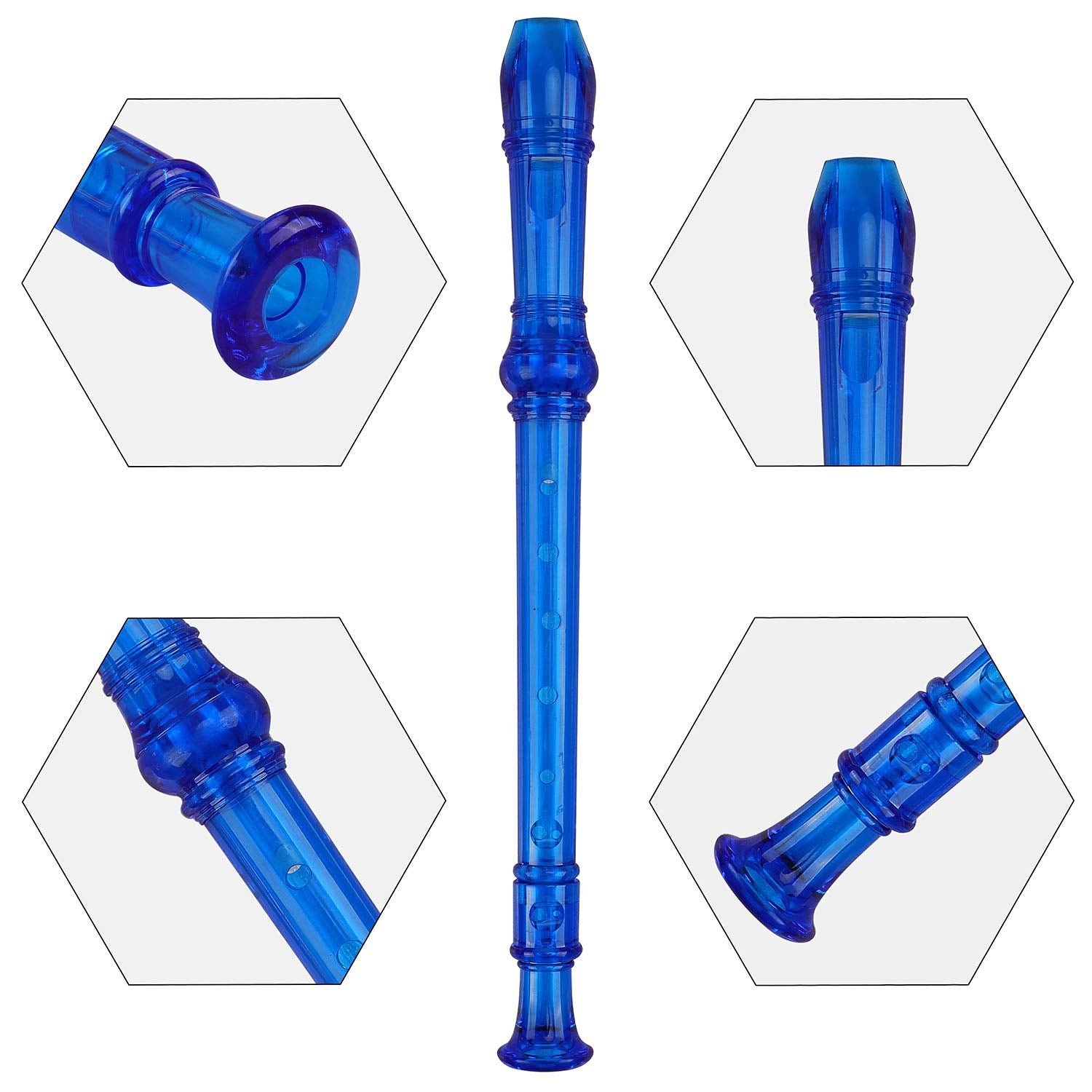 Descant Flauta Recorder Crystal Soprano Recorder 8 Hole Clarinet German Style Treble Flute C Key For Students With Fingering Cha