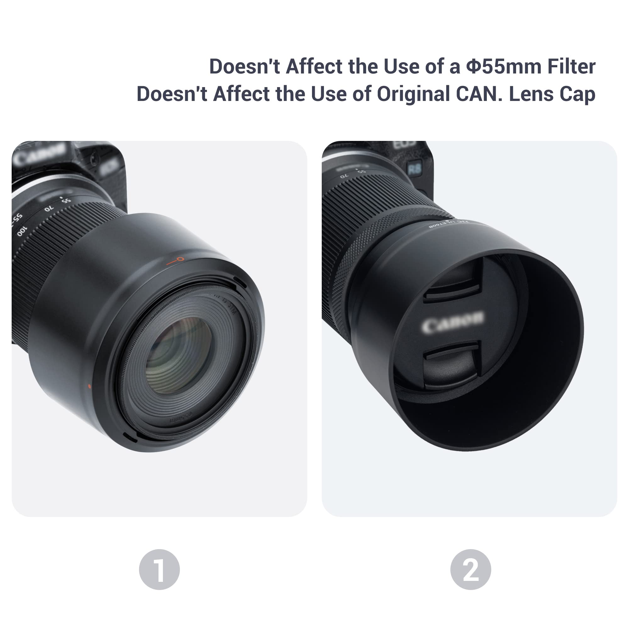 Lens Hood For Canon Rf S 55 210Mm F5 7.1 Is Stm Lens On R50 R100,Reversible Lens Shade Replace Canon Et 60B Lens Hood, Compatibl