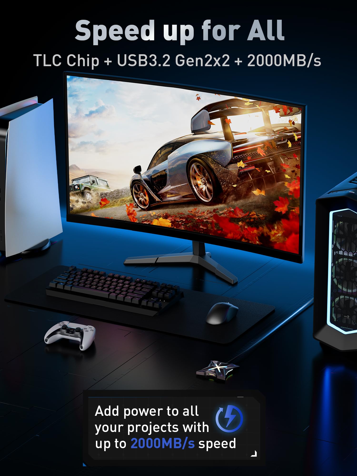 Move Speed Rx20 1Tb Portable Ssd For Ps5 Up To 2000Mb/S, Usb C, Usb 3.2 Gen 2X2, External Solid State Drive Compatible With Ps5,