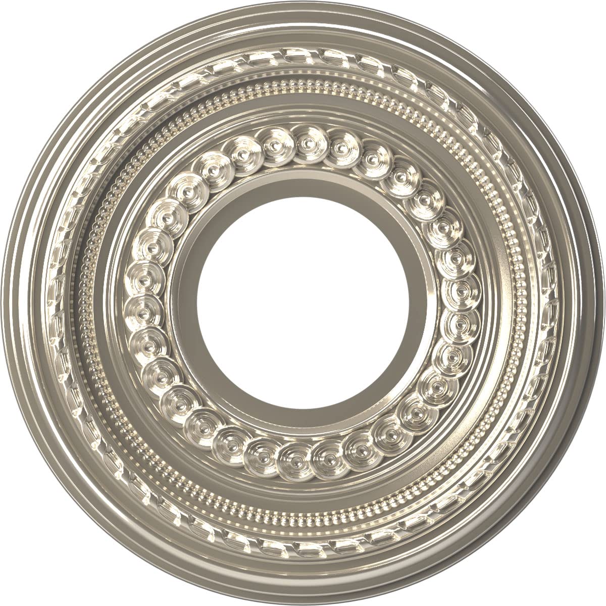 Ekena Millwork CMP10COBCR Cole Thermoformed PVC Ceiling Medallion (Fits Canopies up to 4 1/4), 10OD x 3 1/2ID x 3/4P, Bright Coa