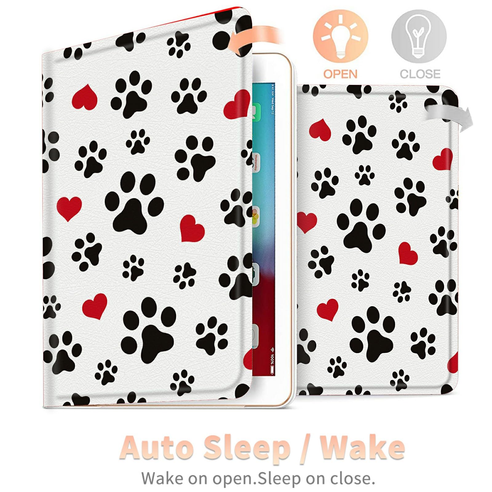 Cute Dog Paw Prints Case For Samsung Galaxy Tab S8 (2022) / Galaxy Tab S7 (2020) 11 Inch, Multiple Viewing Angles Case With S Pe