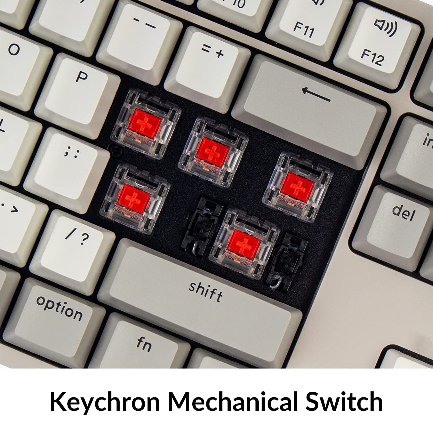 Keychron C2 Wired Mechanical Keyboard, 104 Keys, ABS Keycaps, Red Switch, Retro Gray/White for Mac & Windows, Model HS-C2K1Z