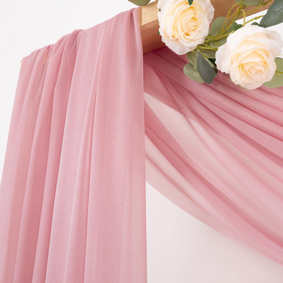 Mlmc Wedding Arch Draping Fabric 1 Panel 29'' X 20Ft Dusty Rose Chiffon Drapery Sheer Backdrop Curtains For Ceremony Wedding Par