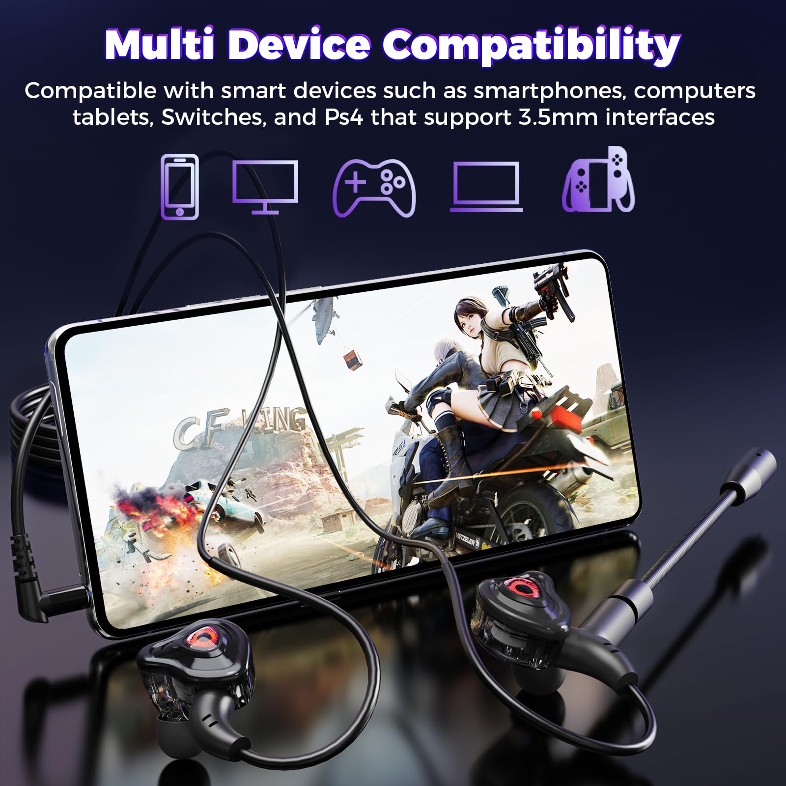 Bluefire Wired Gaming Earbuds With Microphone, Deep Bass In-Ear Monitors Earphones, Hifi Noise Cancelling Headphones For Music G