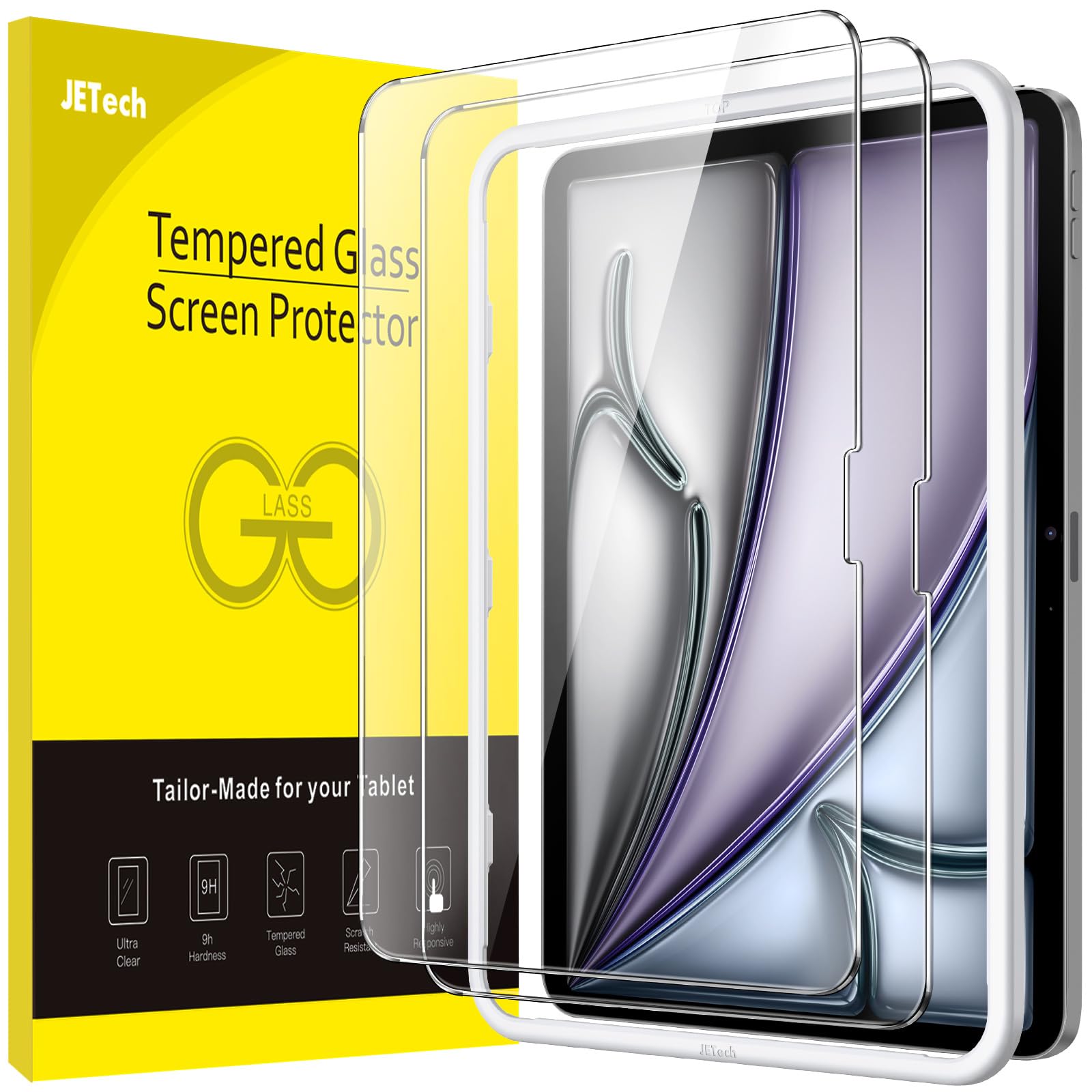 Jetech Screen Protector For Ipad Air 13 Inch M2 (2024) With Easy Installation Frame, Tempered Glass Film, Hd Clear, 2 Pack