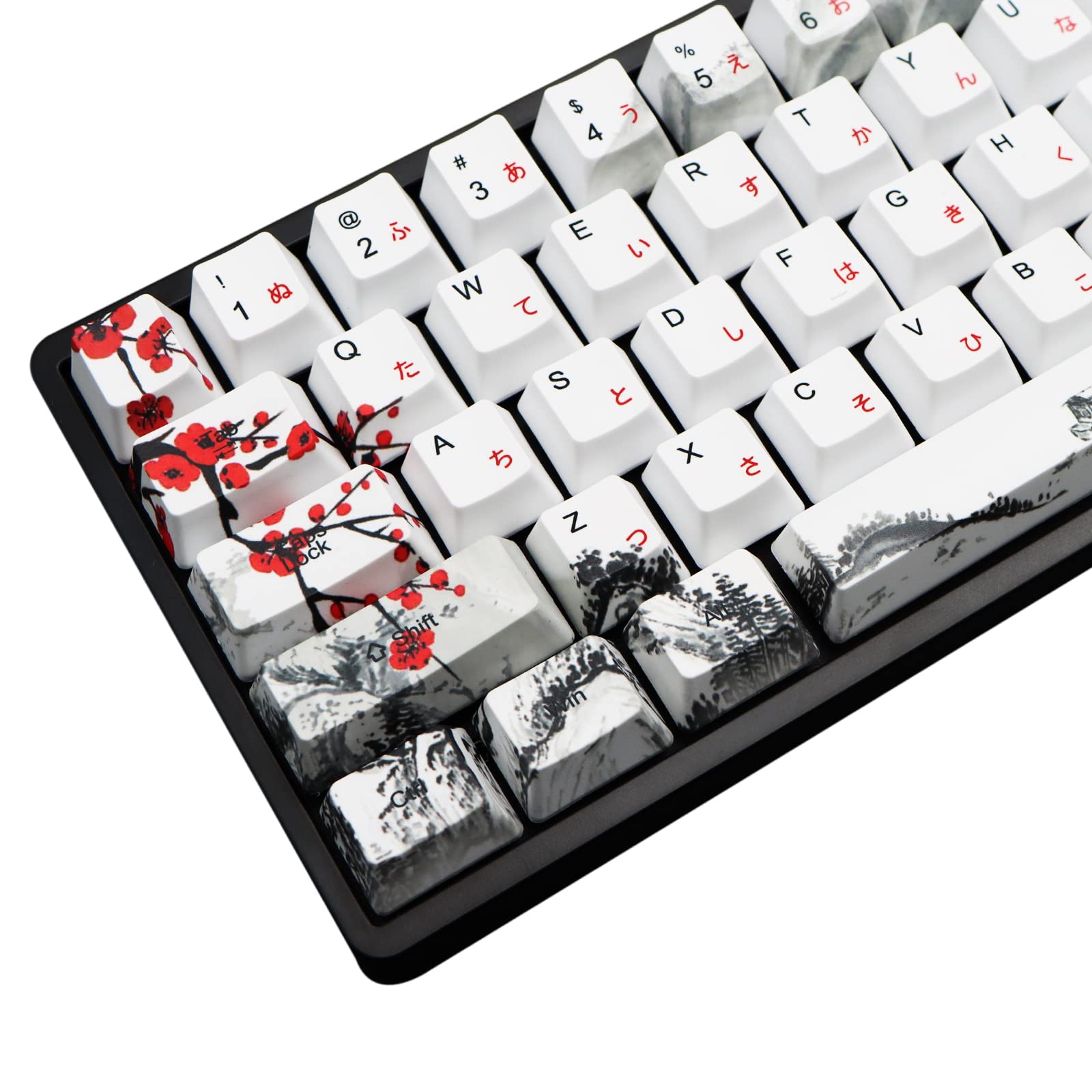 Molgria Keycaps 68 Set For Rk68 Gk68 Mechanical Keyboard, Custom Pbt Oem Profile Key Caps Japanese Font With Keycap Puller For G