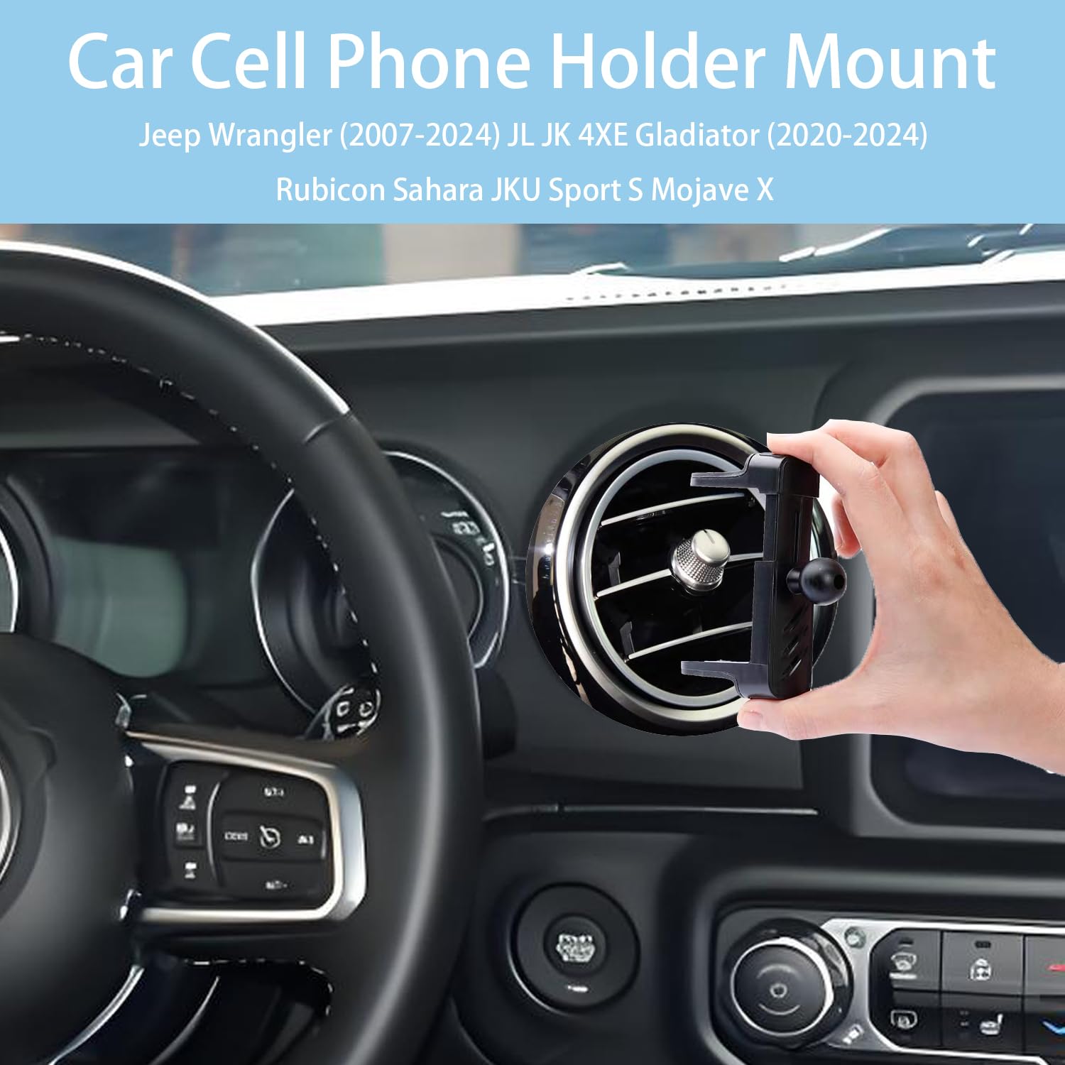 Car Cell Phone Mount Compatible With Jeep Wrangler (2007-2024) /Jl Jk 4Xe Gladiator (2020-2024) /Rubicon Sahara Jku Sport S Moja