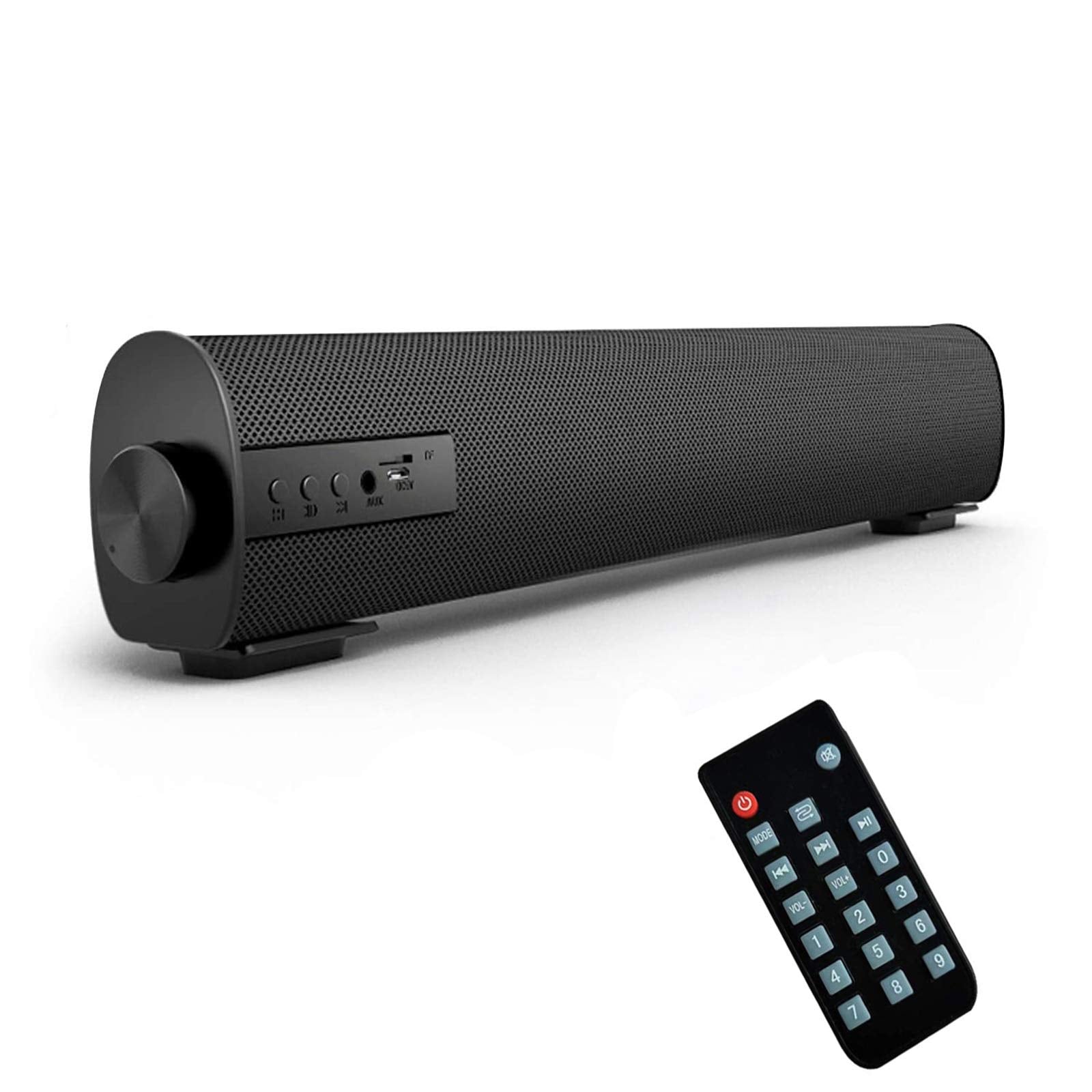 Portable Soundbar For Tv/Pc, Outdoor/Indoor Wired & Wireless Bluetooth 5.0 Speaker With Remote Control And Coax Cable, 2X5W Mini