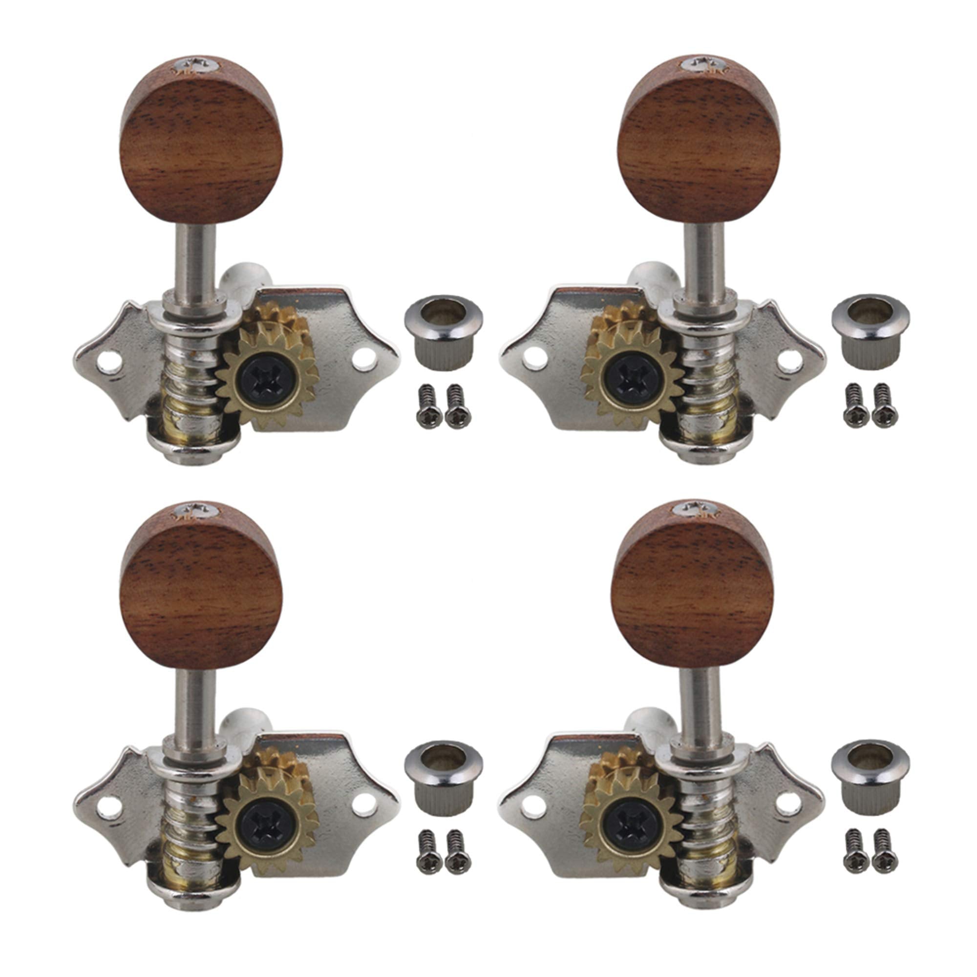 Yibuy 4 String Tuning Peg Machine Head Tuners w/Screws and Nuts for Ukulele Guitar