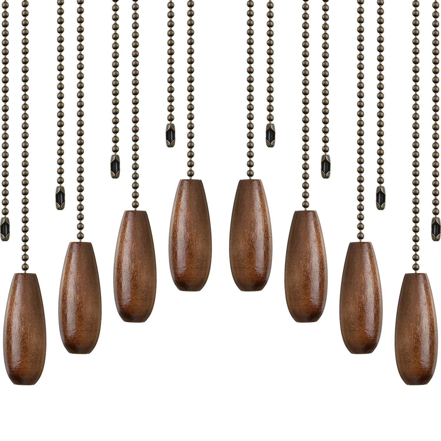 8 Pieces Ceiling Fan Pull Chains Extender Wooden Pendant Pull Chain Extension For Ceiling Light Lamp Fan(Walnut Color)