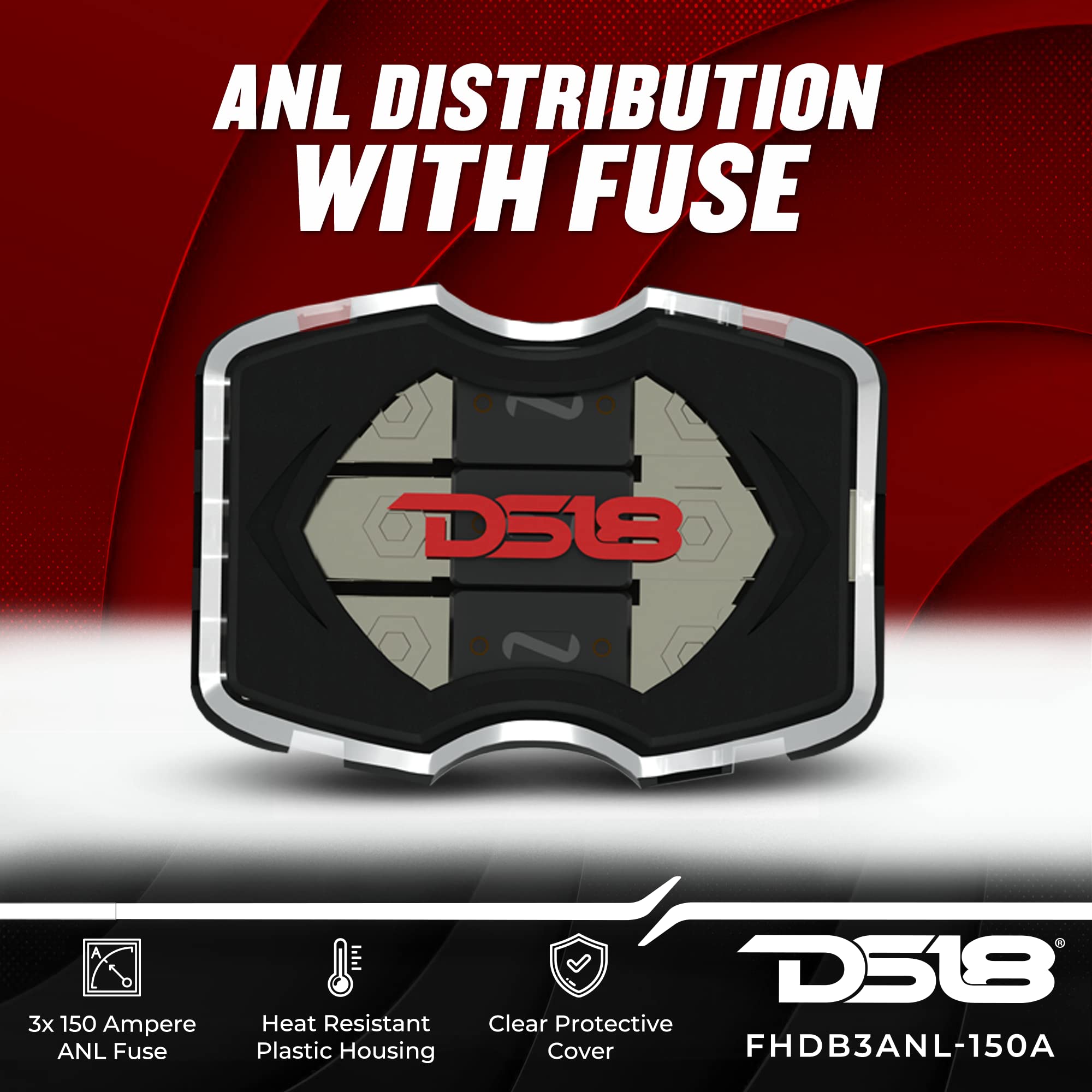 Ds18 3Anl 150A/1X0Ga In/3X4Ga Out Anl Fuse Distribution Holder With Three 150A Fuses