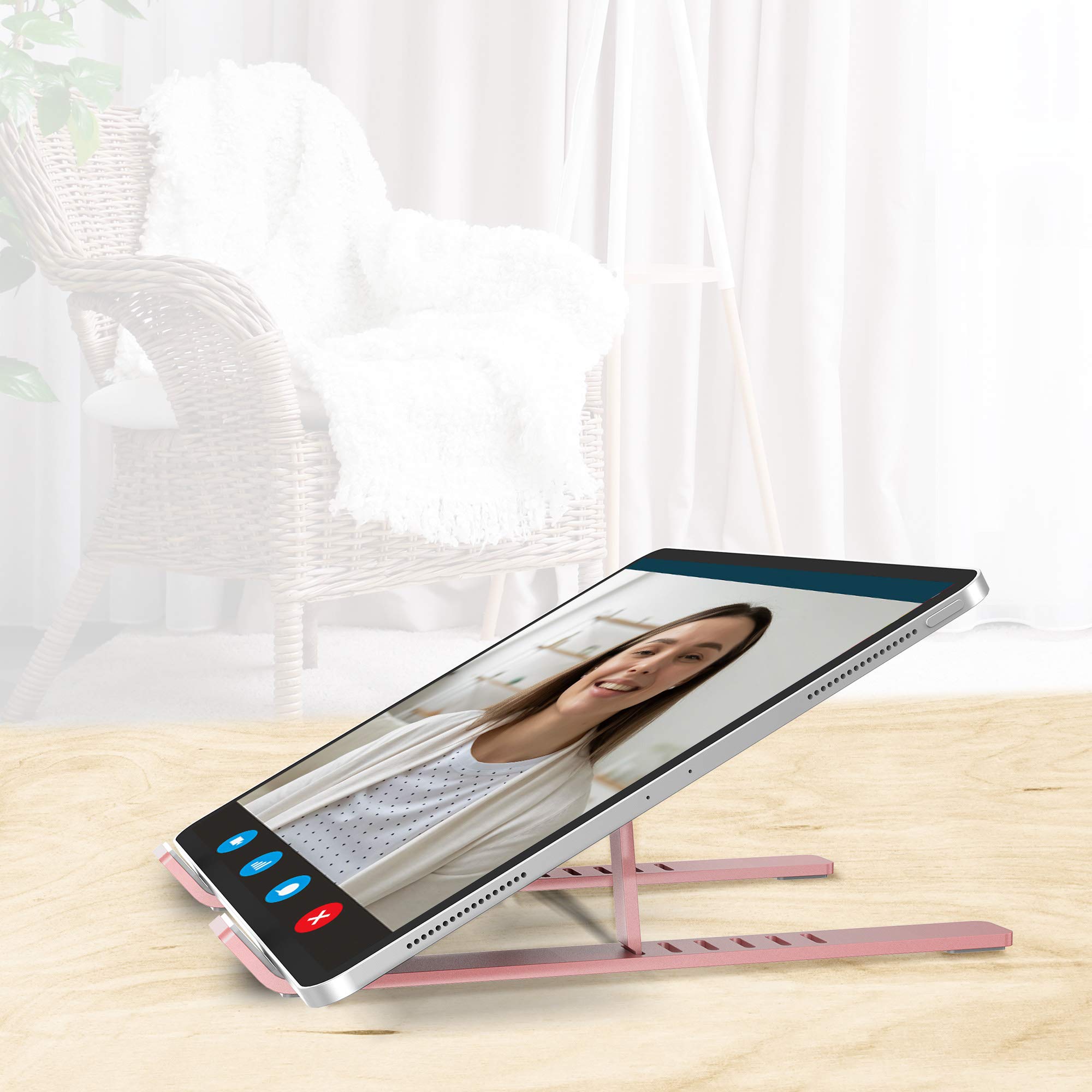 Aduro U Rise Steel Ergonomic Laptop Stand Adjustable Height Aluminum Monitor Stand Riser Compatible with 10 15.6' Laptop Rose Gold