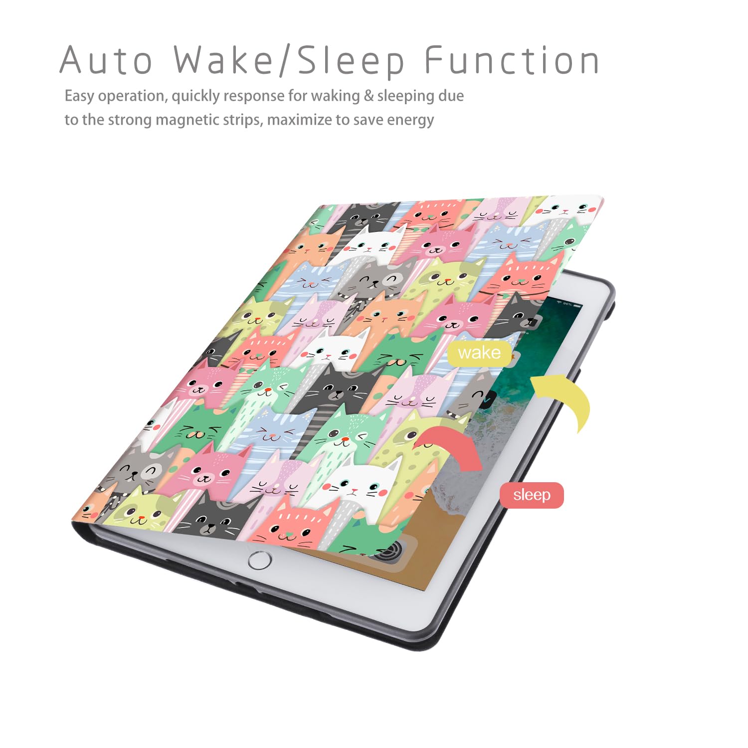 Lokigo Ipad 6Th Generation Case, Ipad 5Th Generation Case, Ipad Air 2/1 Case Kids Girls, 9.7 Inch Soft Pu Back Cover Multi Viewi