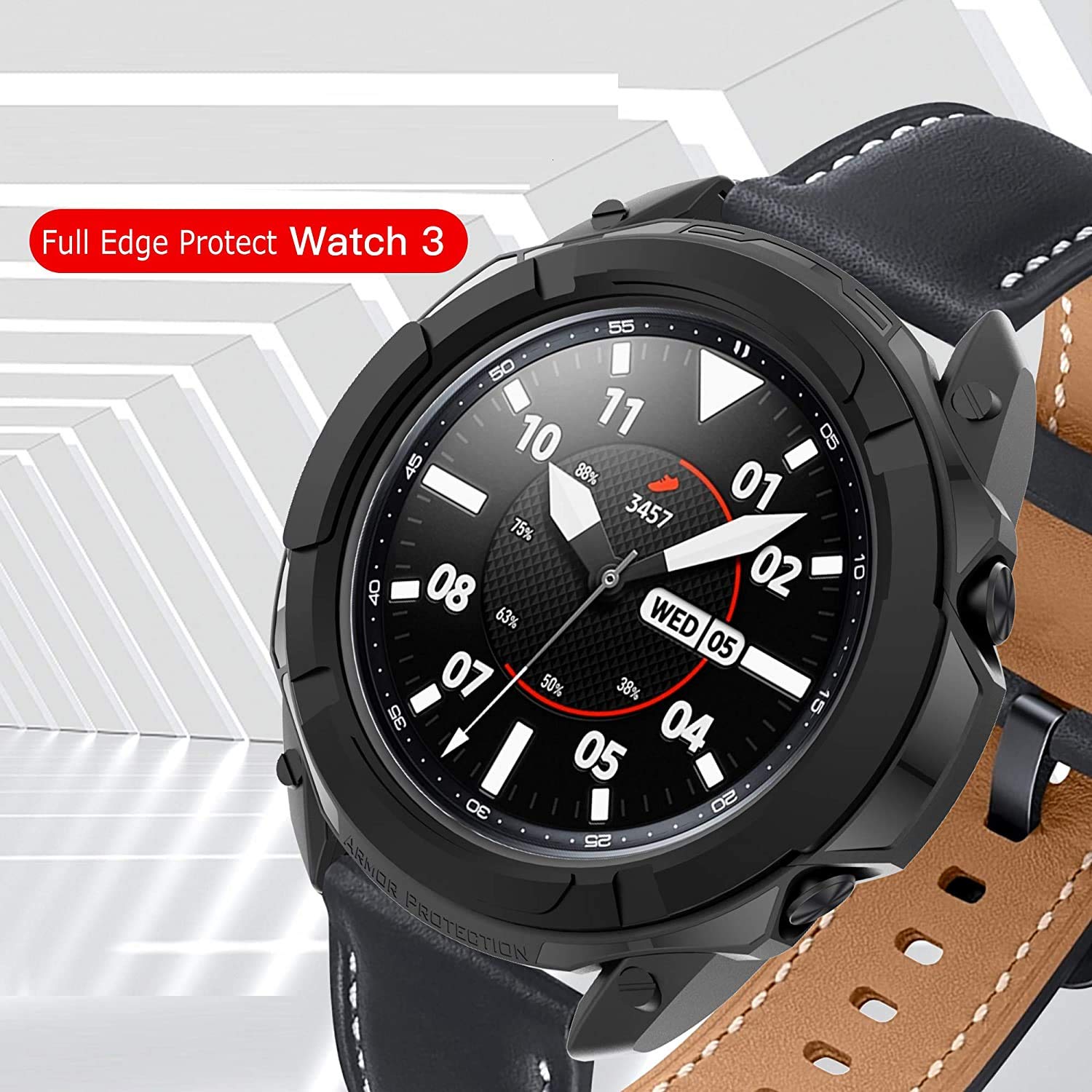 Tencloud Watch Case For Samsung Galaxy Watch 3, Rotatable Bezel Cover Protector, 41Mm/45Mm, Black