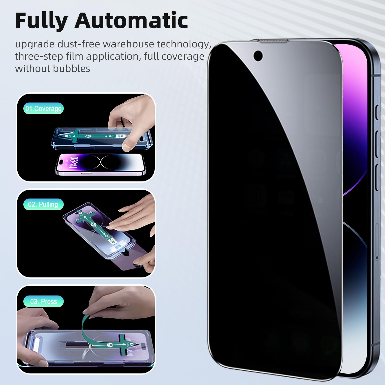 Avoar 2 Pack Privacy Screen Protector For Iphone 14 Pro Max, [Auto Alignment Kit] 6.7 Inch Tempered Full Screen Glass, Auto Dust