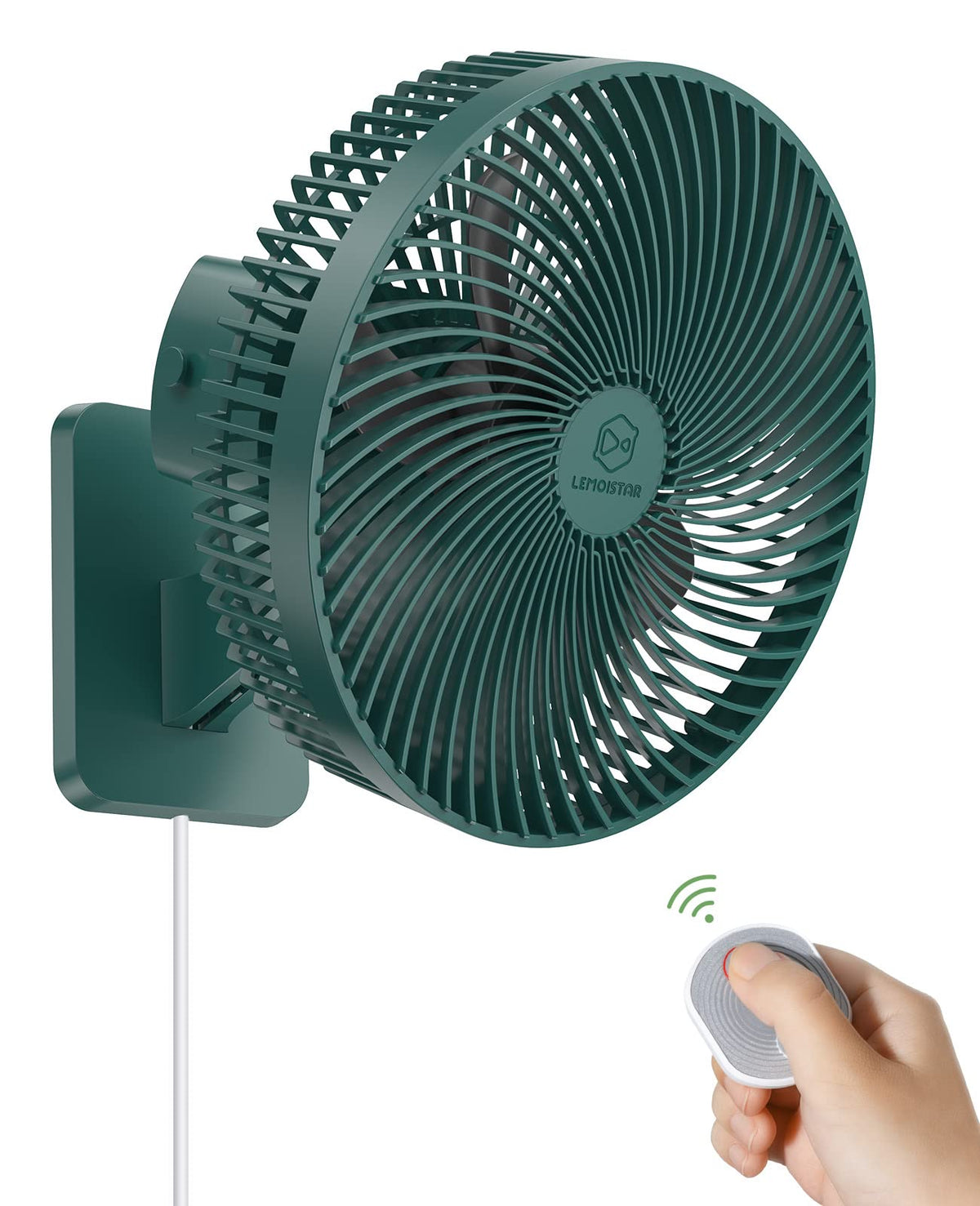 Lemoistar 10 Inch Wall Mounted Fan With Remote, Ac/Dc(12V), 90?Scillating, High Velocity 4 Speeds Timer, Adjustable Tilt,5.9 Ft