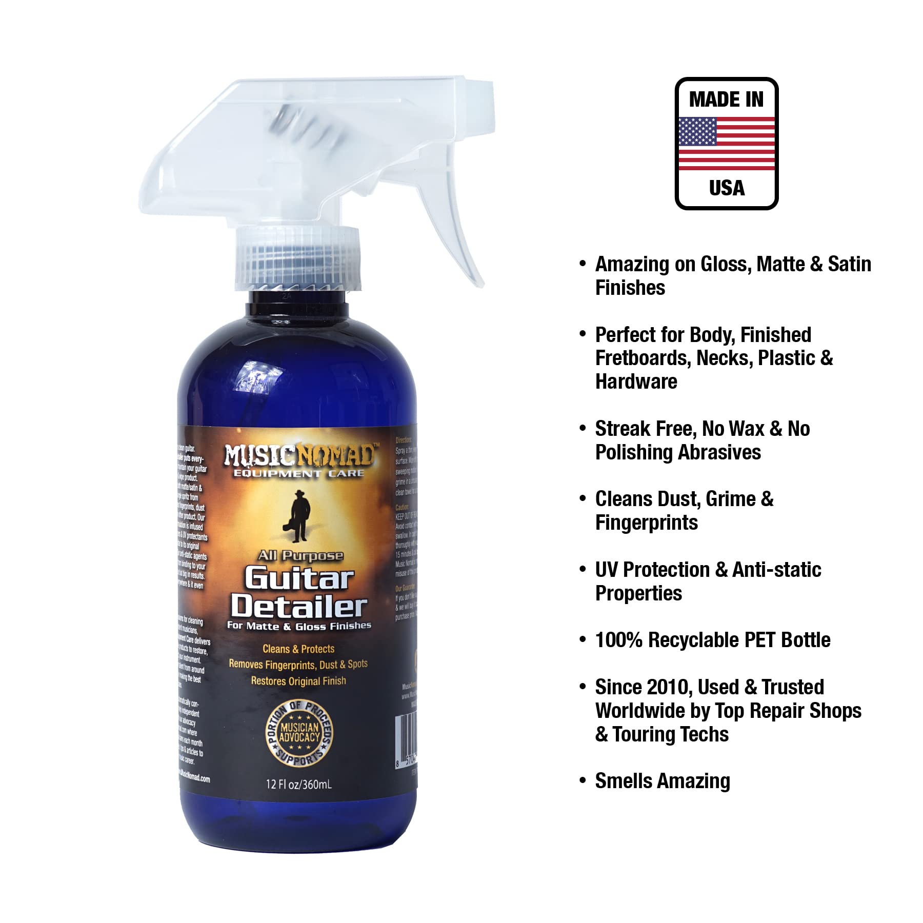 Musicnomad Mn152 Premium Guitar Detailer For Matte And Gloss Finishes 12Oz