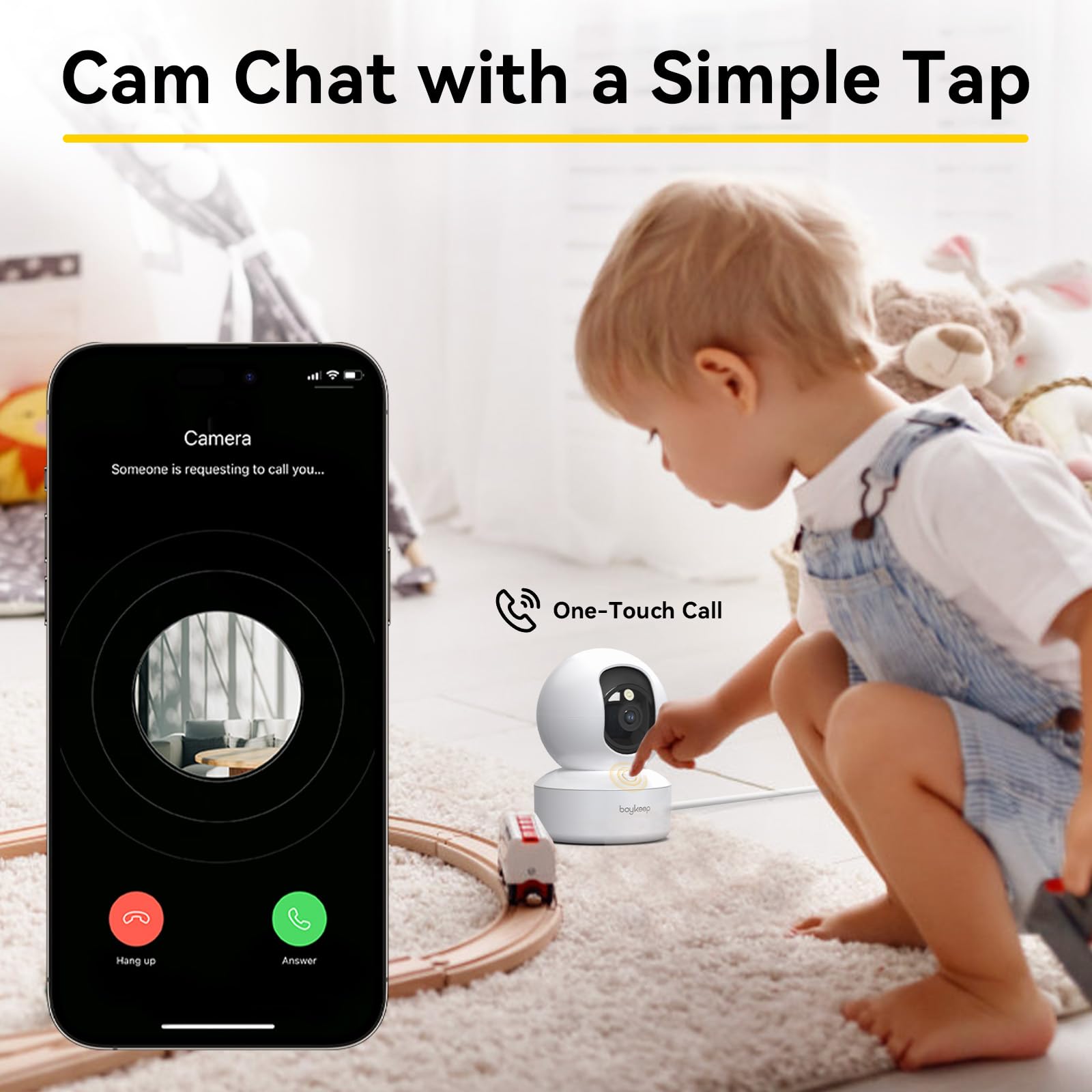 Boykeep 2K Pet Camera Dog Camera With Phone App 5G/2.4Ghz Wifi Cameras Indoor Security Camera For Baby, 360 Pan & Tilt, 2 Way Au
