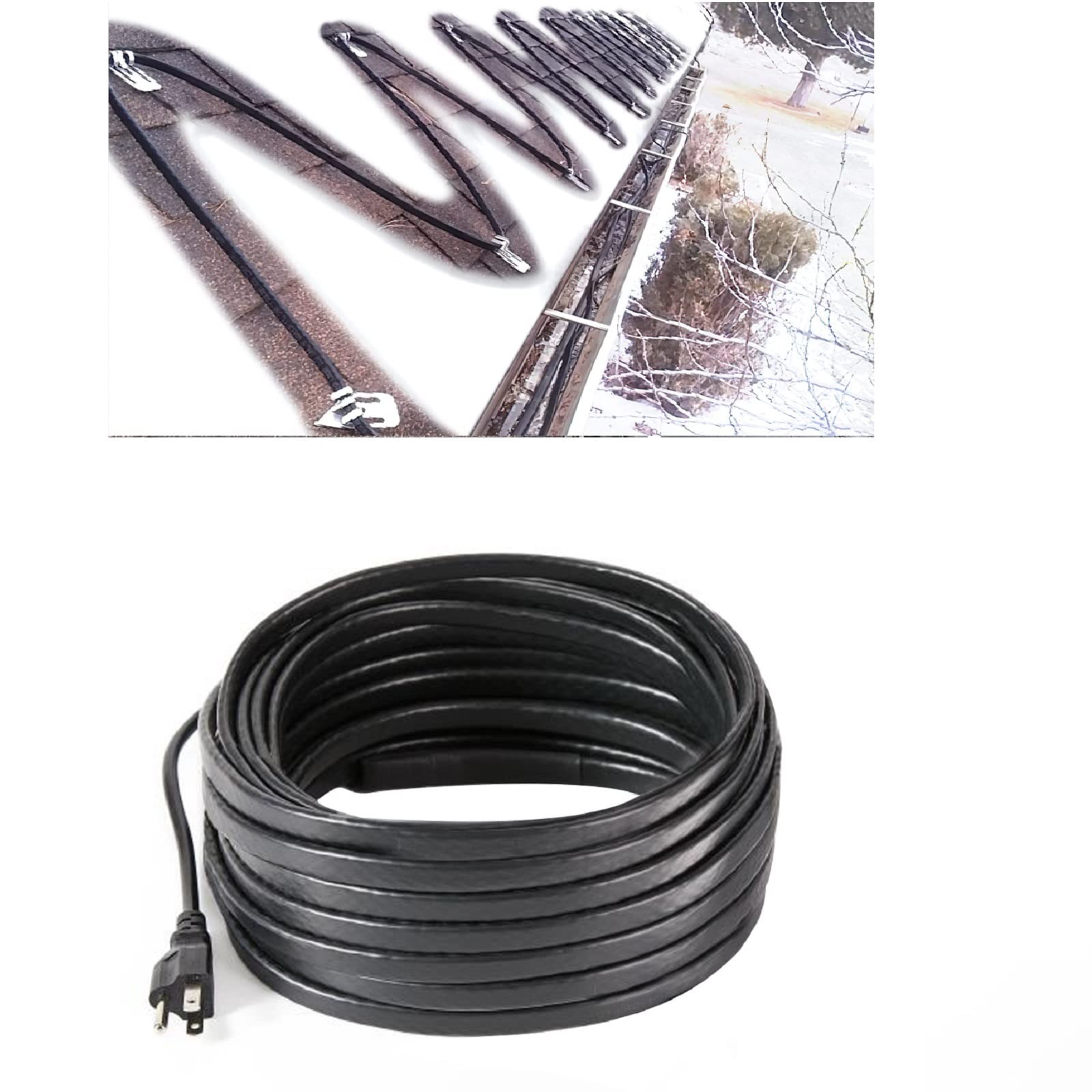 H&G Lifestyles Roof Snow De Icing Kit Self Regulating Plug In Ready Heat Cable 100 Feet 8 Watts Per Foot