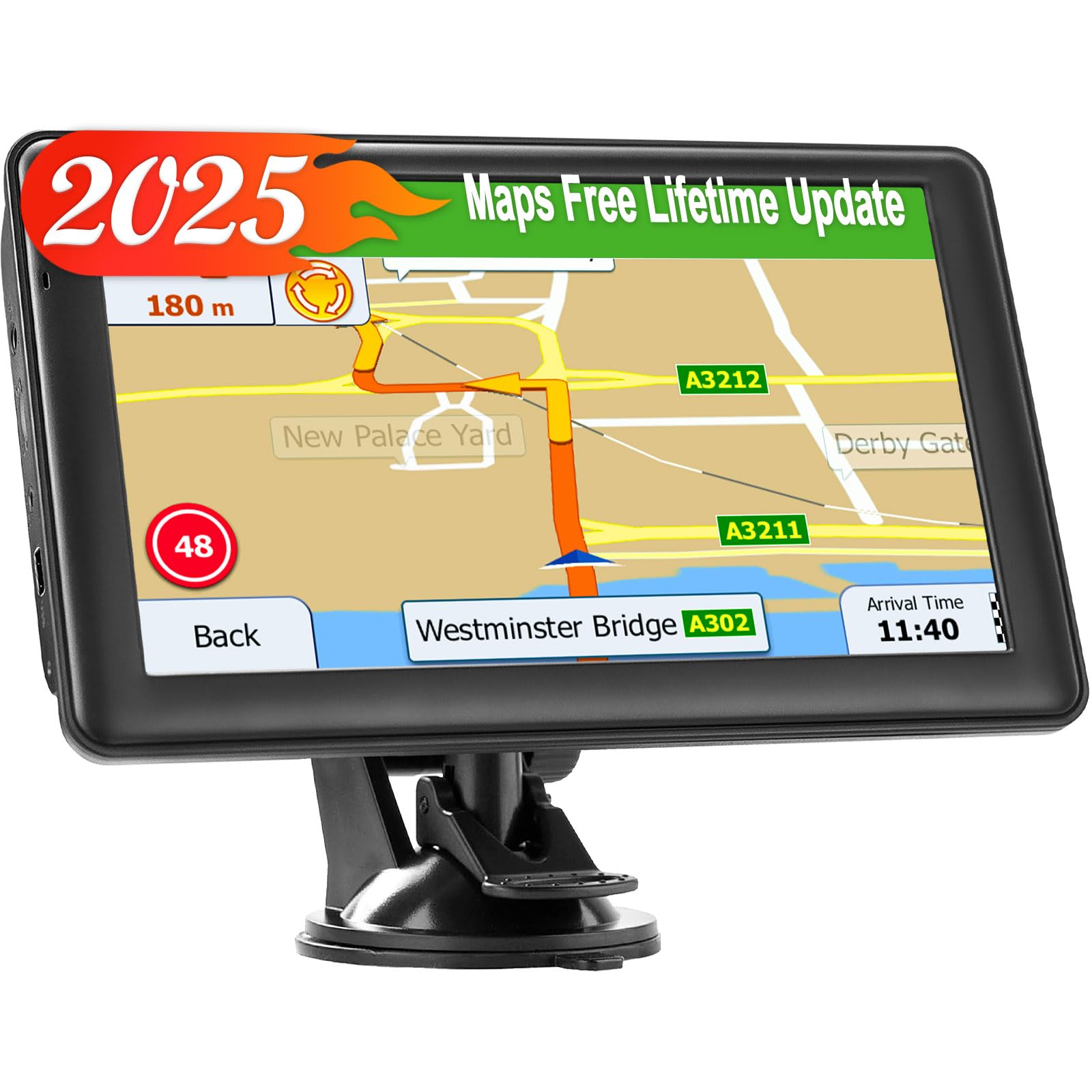 Lovpoi Gps Navigator For Car Truck, Gps Commercial Drivers 2025 Trucker Gps For Semi Truck With 7 In Gps Navigation Systems(Map Free Lifetime Updates), Voice Assist, Speed Limit Warnings