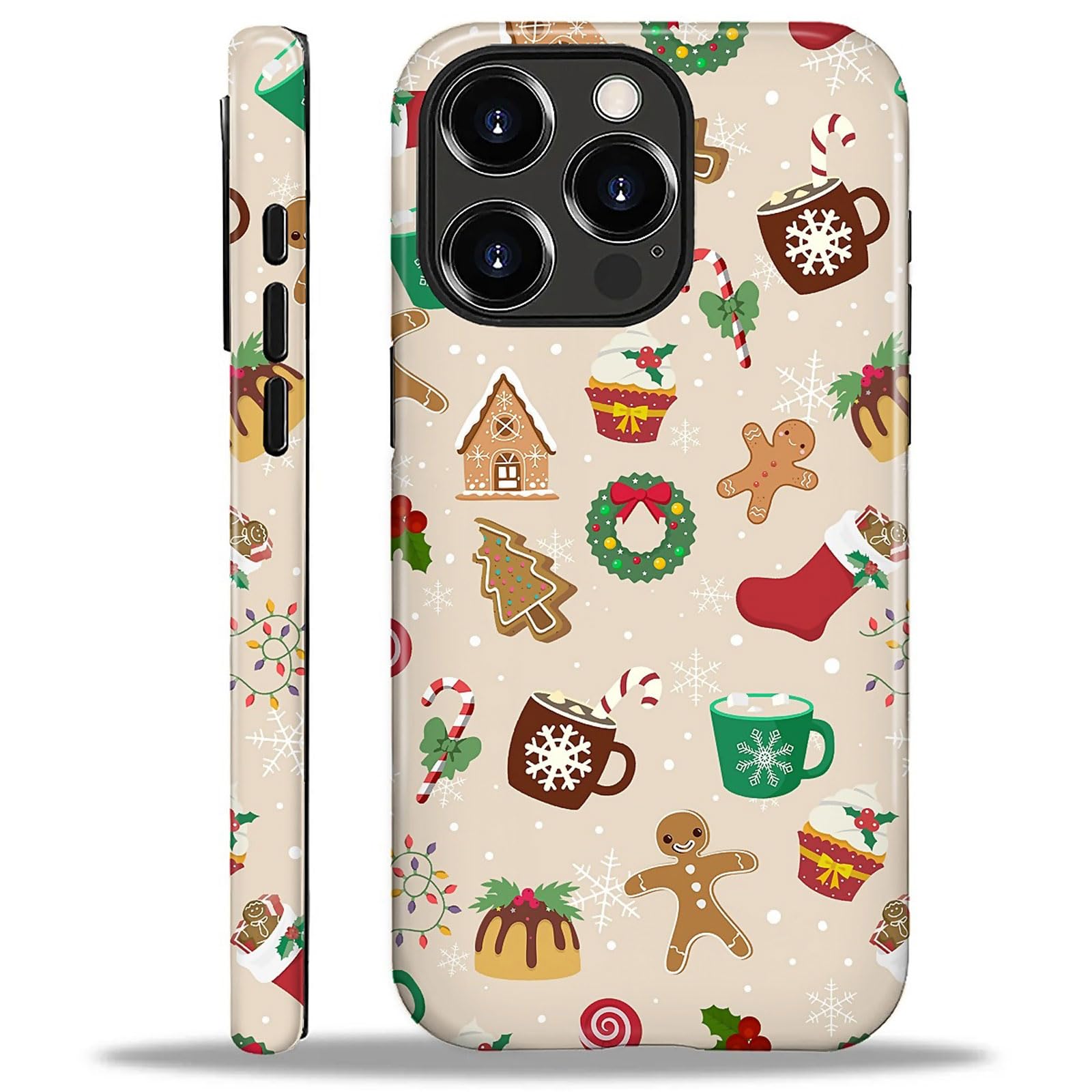 Goodsprout for iPhone 14 Pro Case,Hybrid 2-Layer Hard Shell + Silicone Protective Case -Resistant Shockproof- Christmas Gingerbr