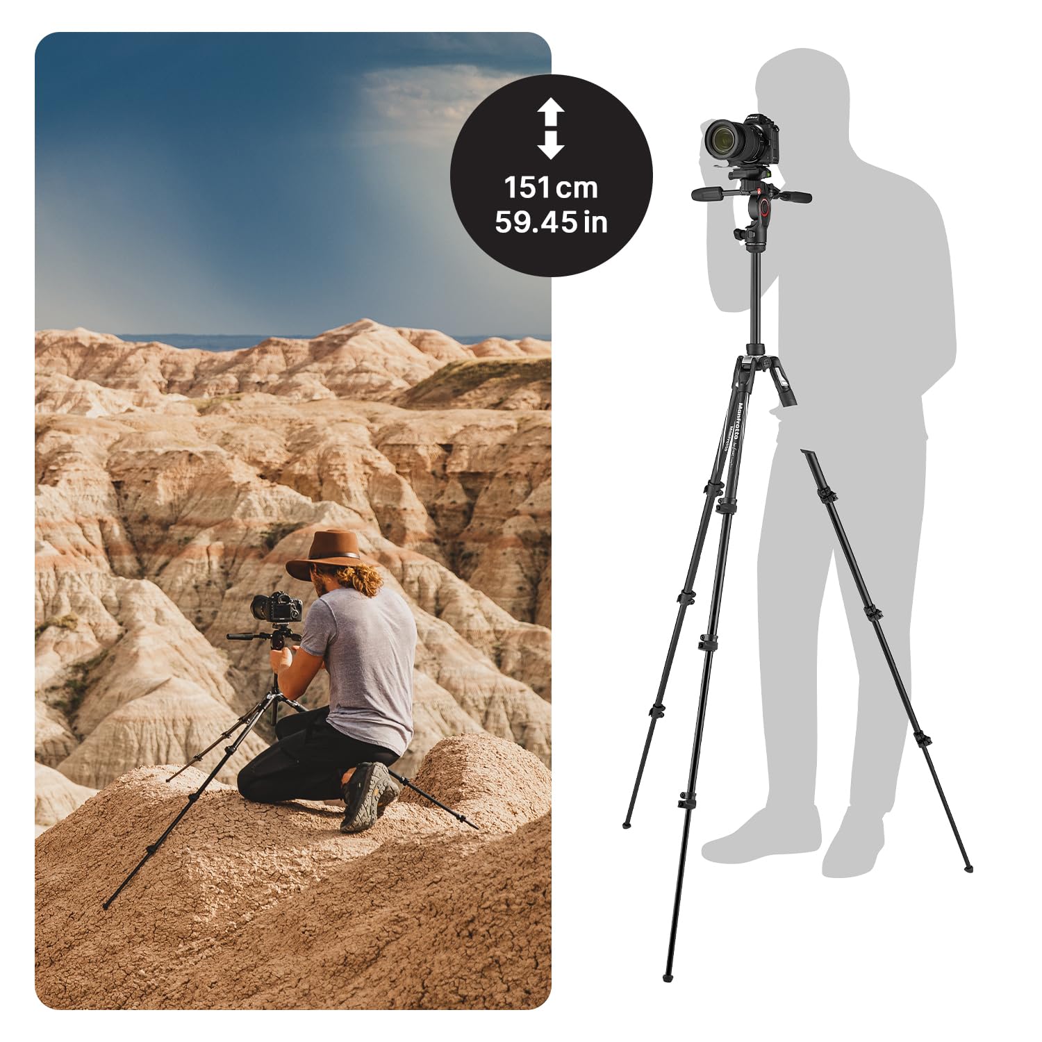 Manfrotto Befree 3 Way Live Advanced 4 Section Tripod With Befree 3 Way Live Head