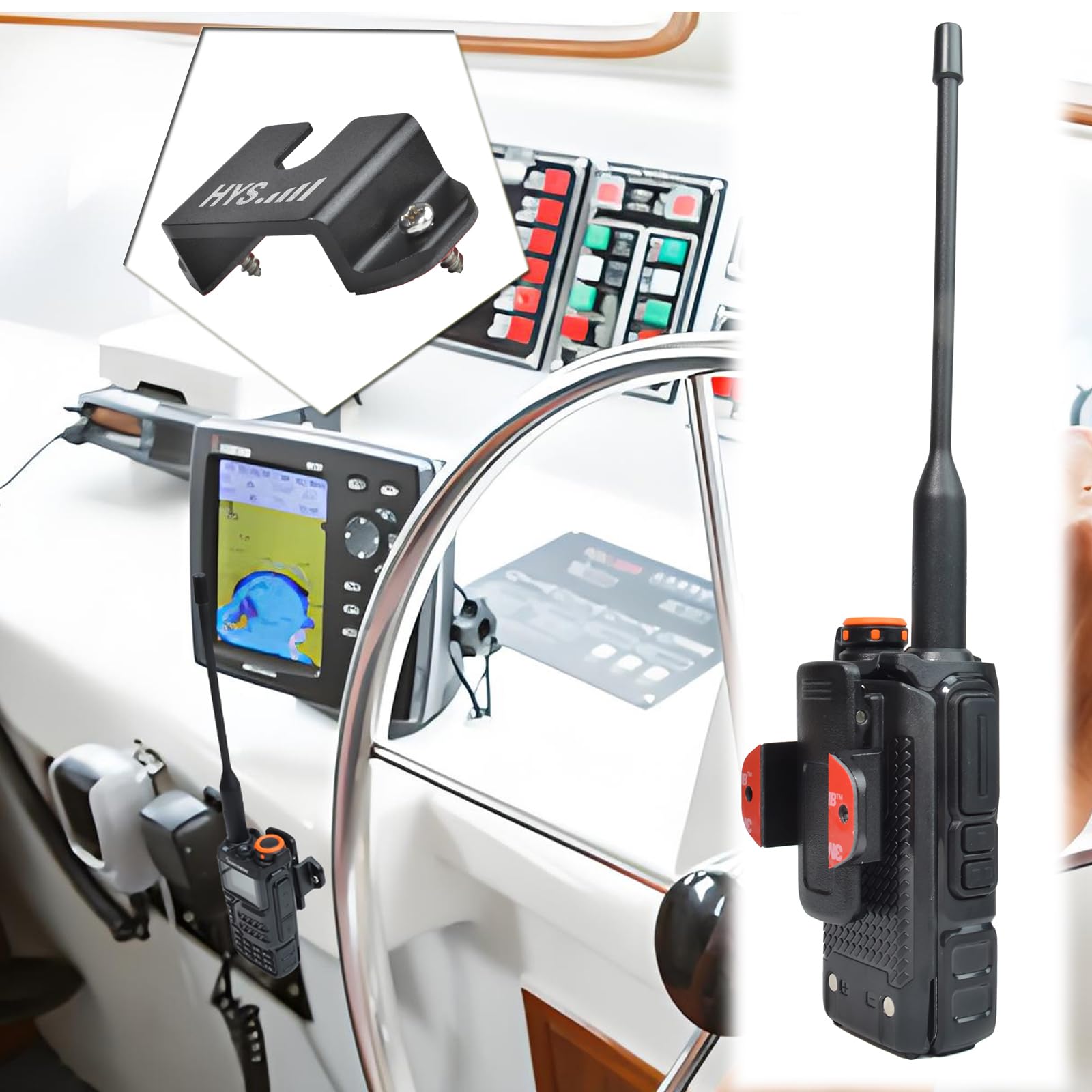 Hys Microphone Hang Up Clip, Mic/Handheld Radio/Cb Radio Holder Clip W/Screw For Motorola Hln9073B Cdm1250 Cdm750 Gm300 M1225 Gm3688 Gtx800 Kenwood Tk768G Tk868G Tm471A Two Way Radios(Black 2Pcs)