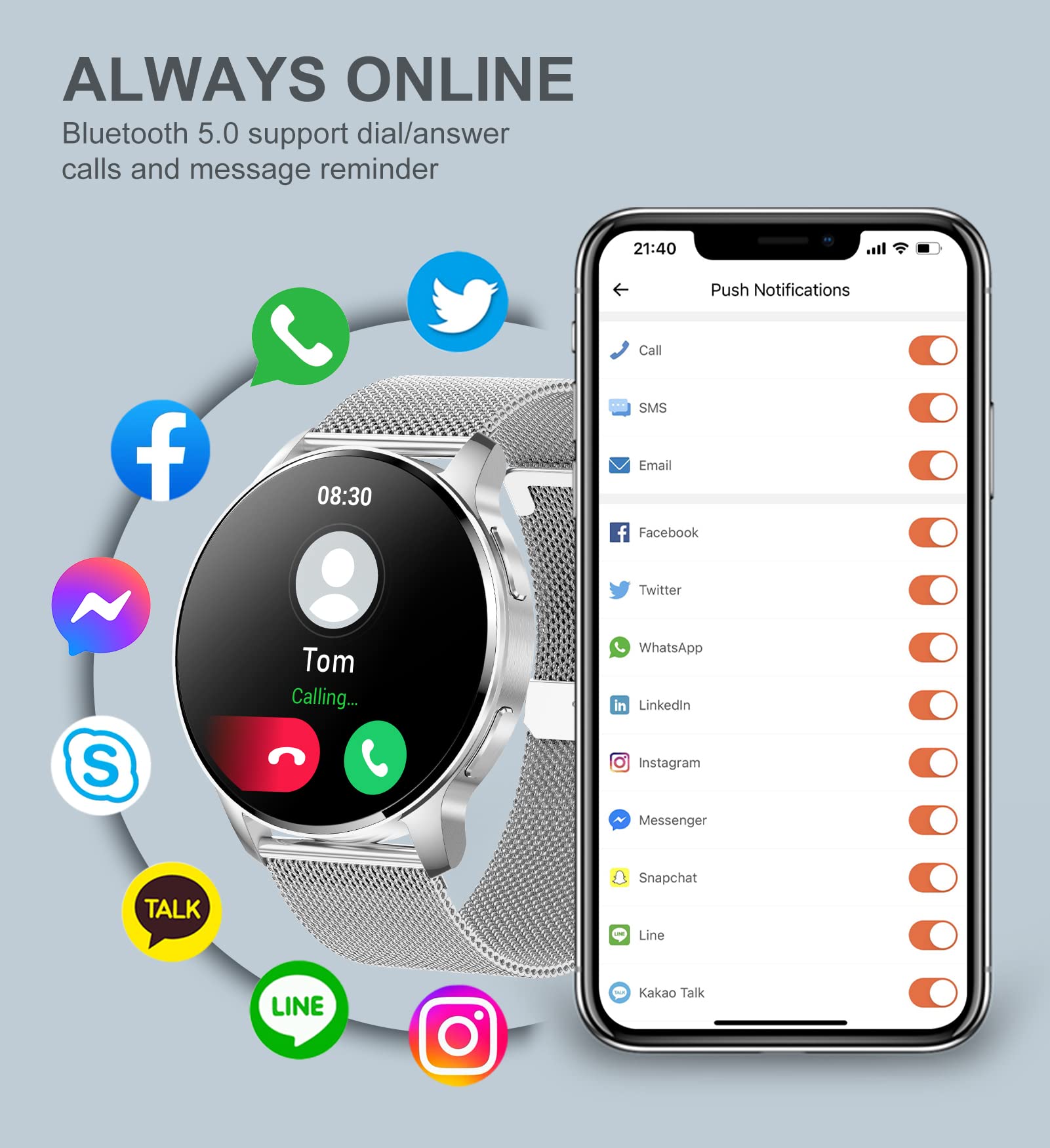 Smart Watch For Women (Answer/Make Call), Fitness Tracker For Android And Ios Phones Waterproof Smartwatch With 1.32 '' Hd Full