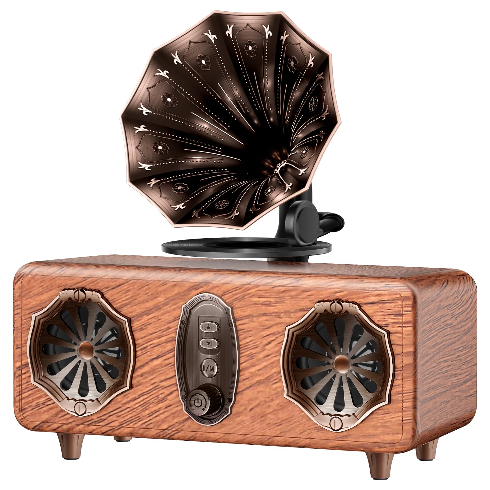 Retro Bluetooth Speaker,FM RadioVintage Speaker Bass with USB TF AUX Player