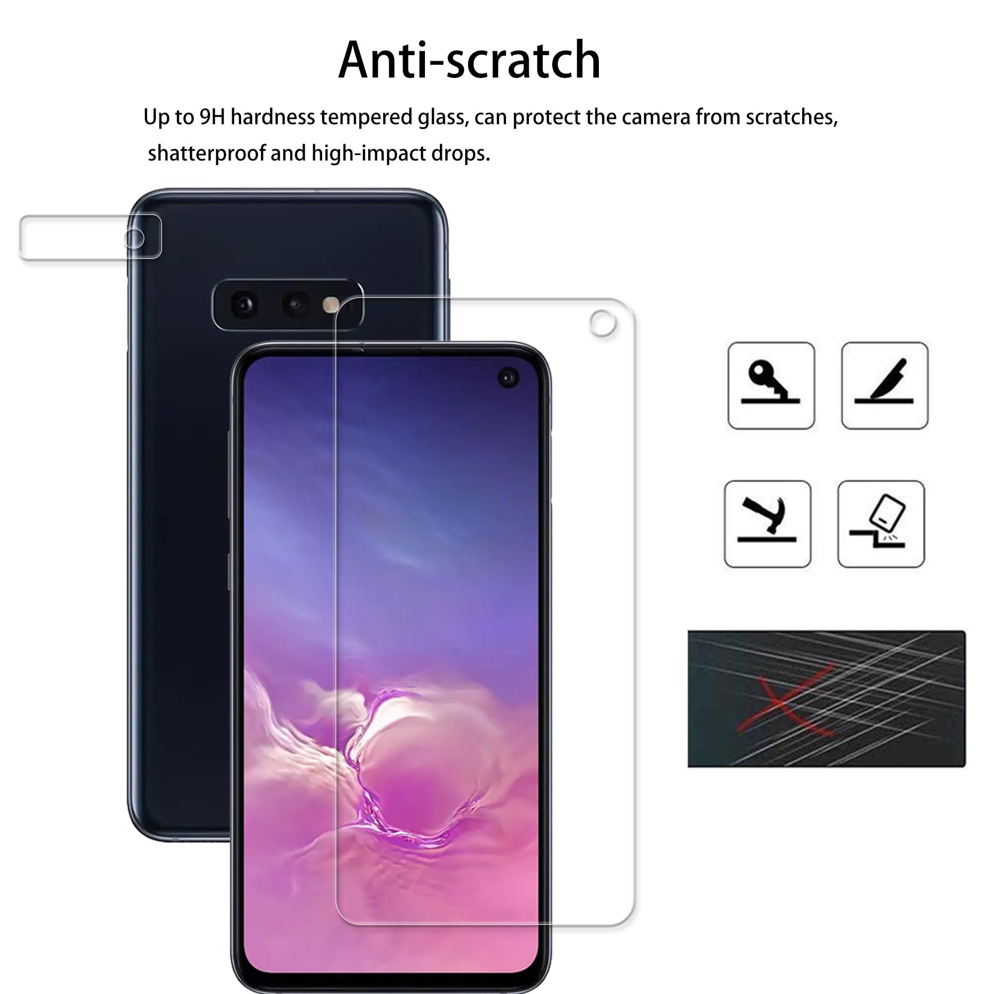 Hkkais Designed For Samsung Galaxy S10E Tempered Glass Screen Protector 2 Pack Camera Lens Protector Film 2 Pack