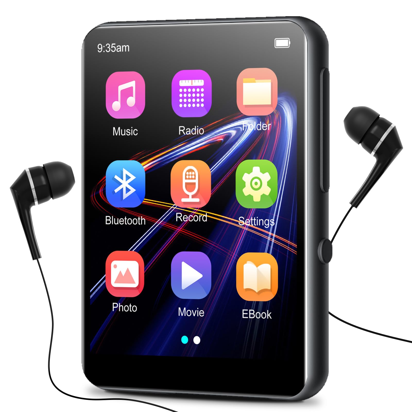 64Gb Mp3 Player With Bluetooth, Full Touch 2.4 Screen Mp3 And Mp4 Player Built In Hd Speaker, Fm Radio, Voice Recorder, Mini Des