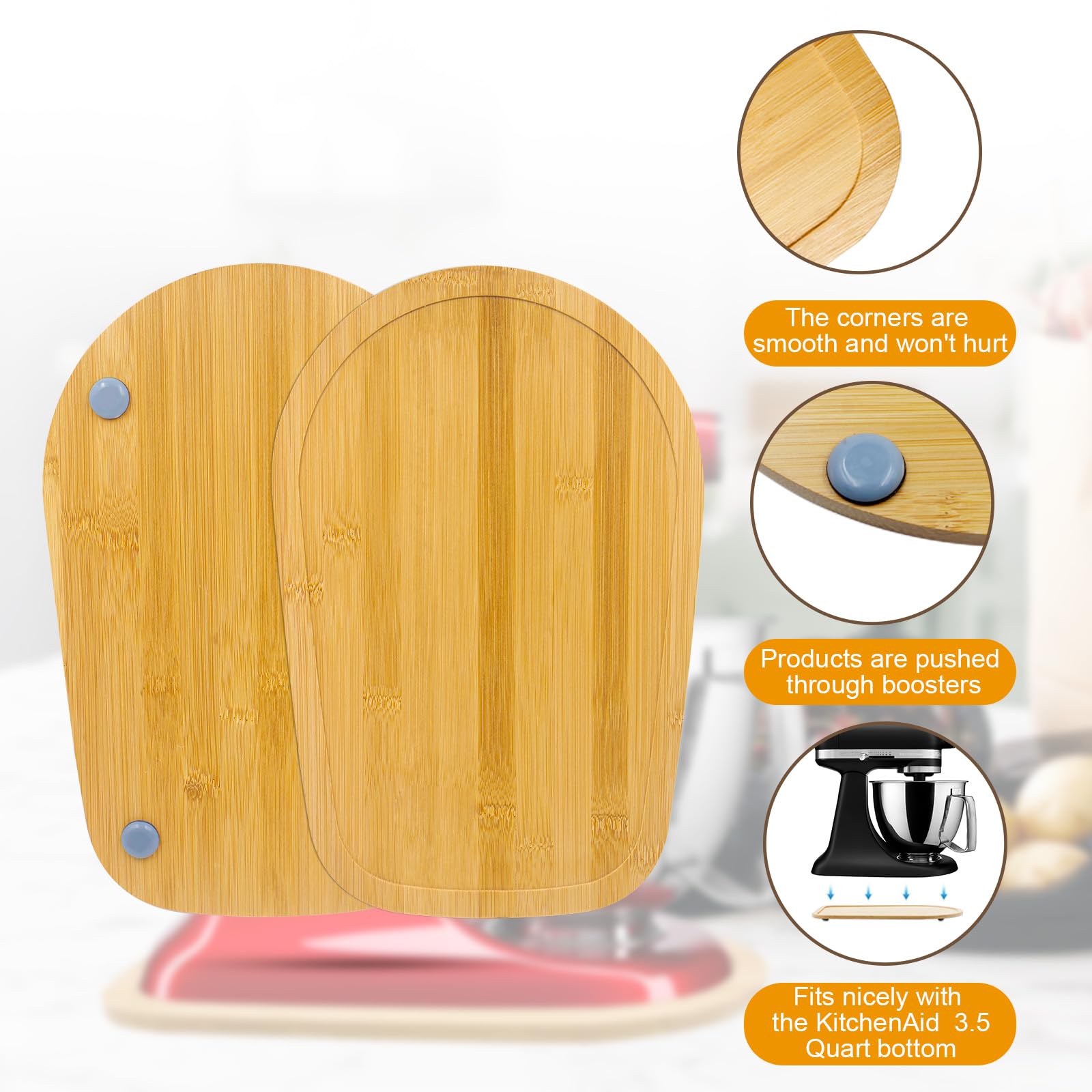 Bamboo Mixer Slider Mat For Kitchen Aid Artisan Mini 3.5 Quart Tilt Head Stand Mixer, Sliding Board Kitchen Appliance Storage At