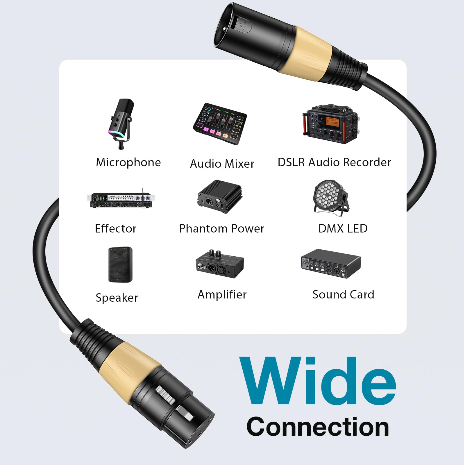 Innogear Xlr Microphone Cables, 10 Feet 6 Pack Oxygen Free Copper Male To Female 3 Pin Balanced Xlr Mic Cables Cord For Speaker